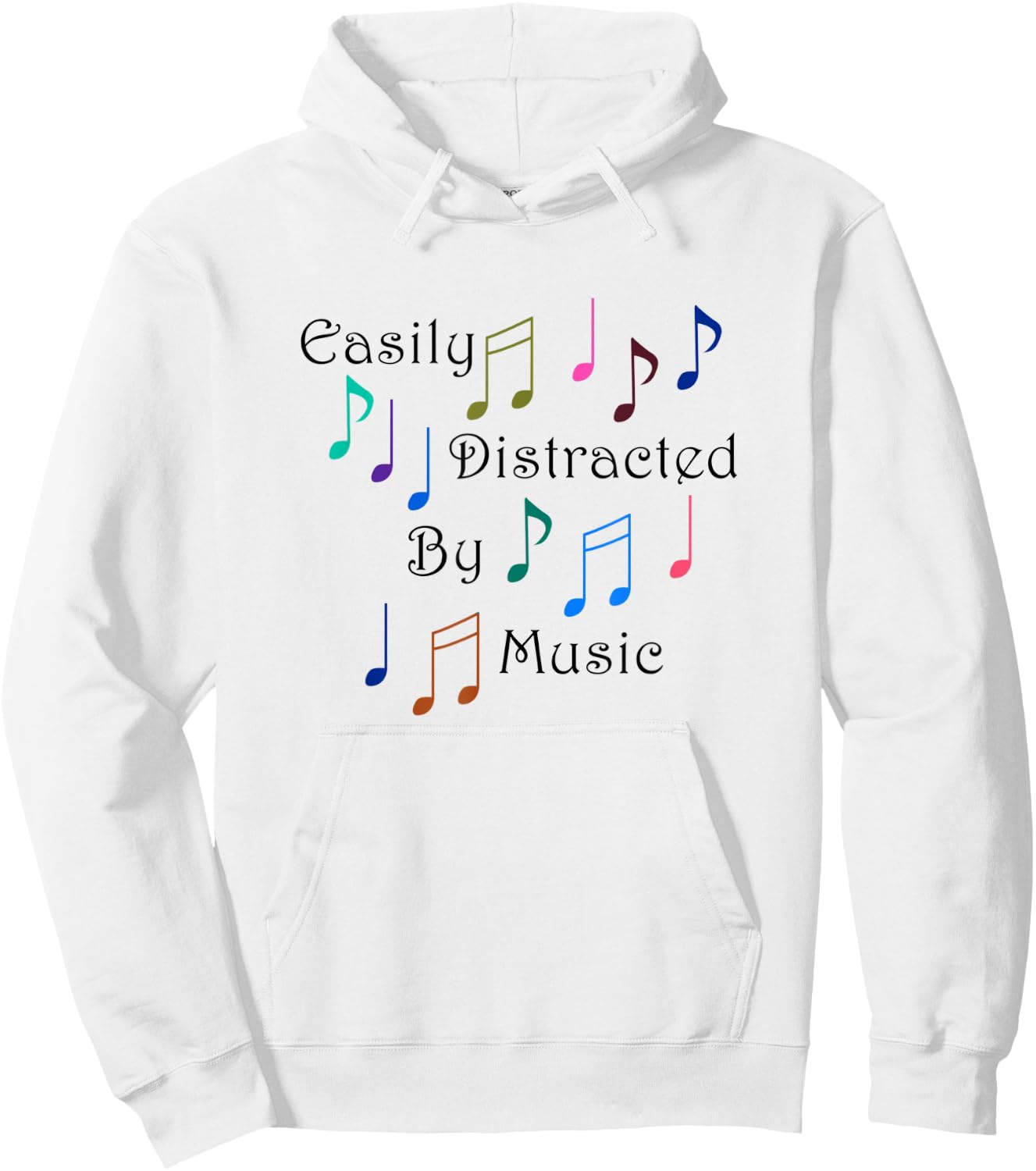 Distracted by Music Notes Art Musician Singer Hoodie - Hoodie | White