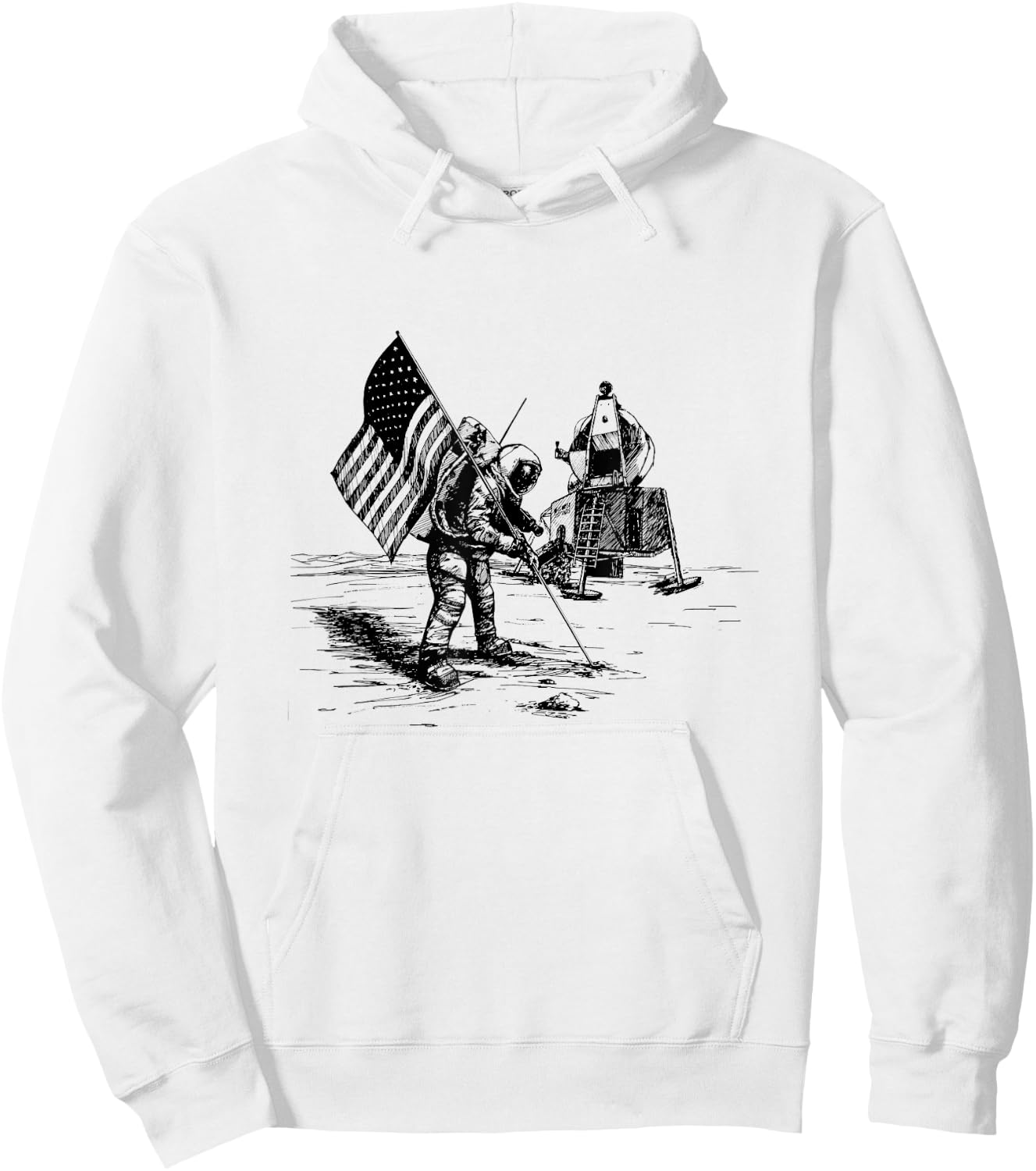 Vintage Apollo Moon Landing Artwork Hoodie - Hoodie | White