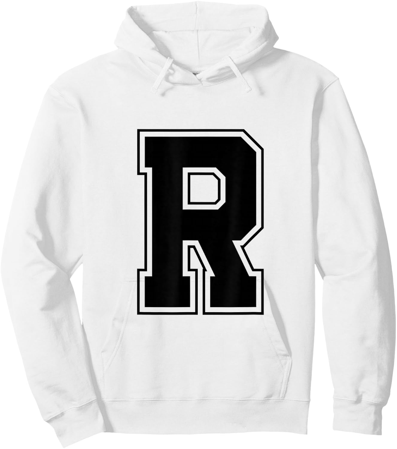 Letter R Big Bold Capital Varsity Alphabet Monogram Hoodie - Hoodie | White