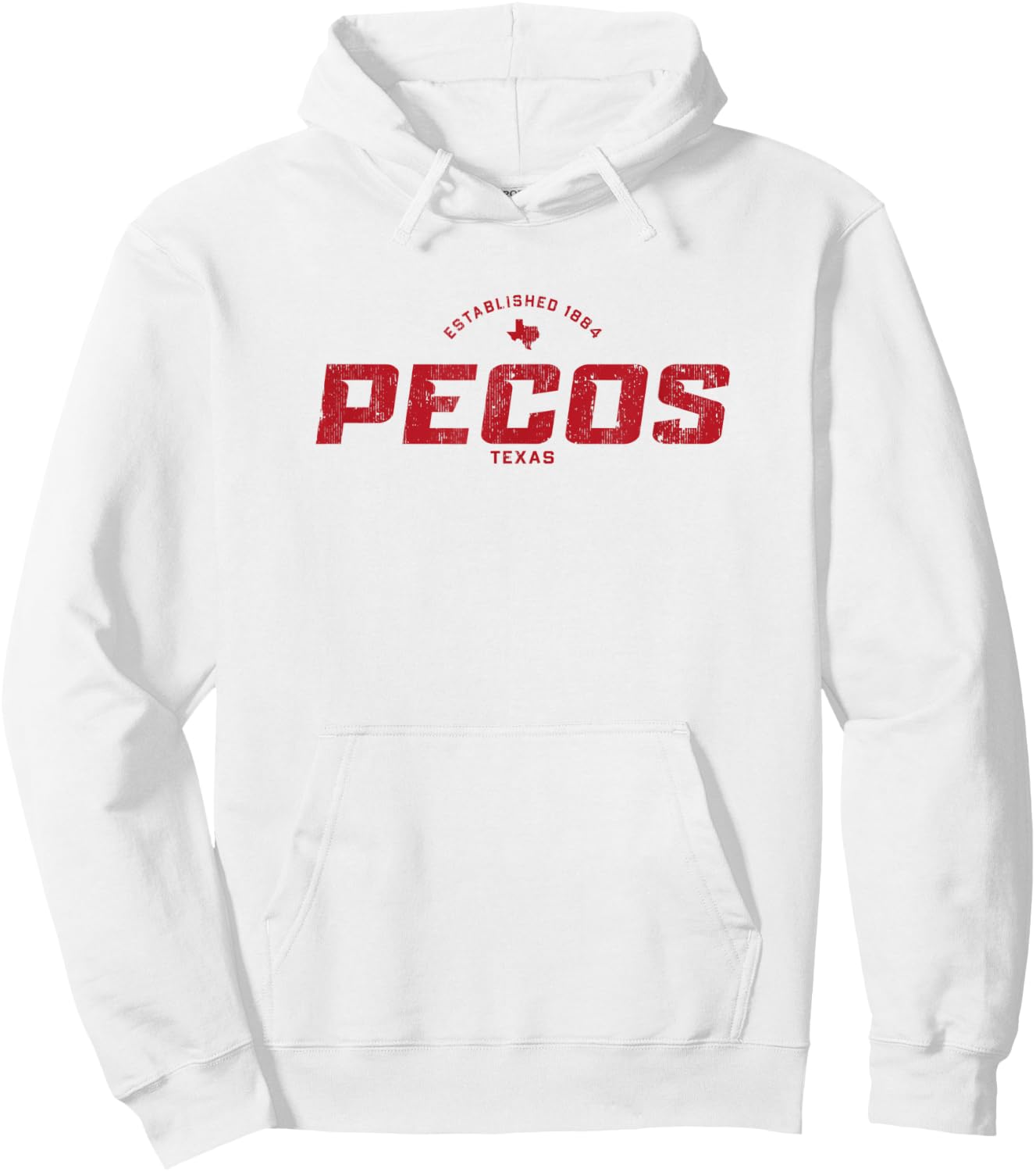 Pecos Texas TX Vintage Athletic Red Sports Logo Hoodie - Hoodie | White