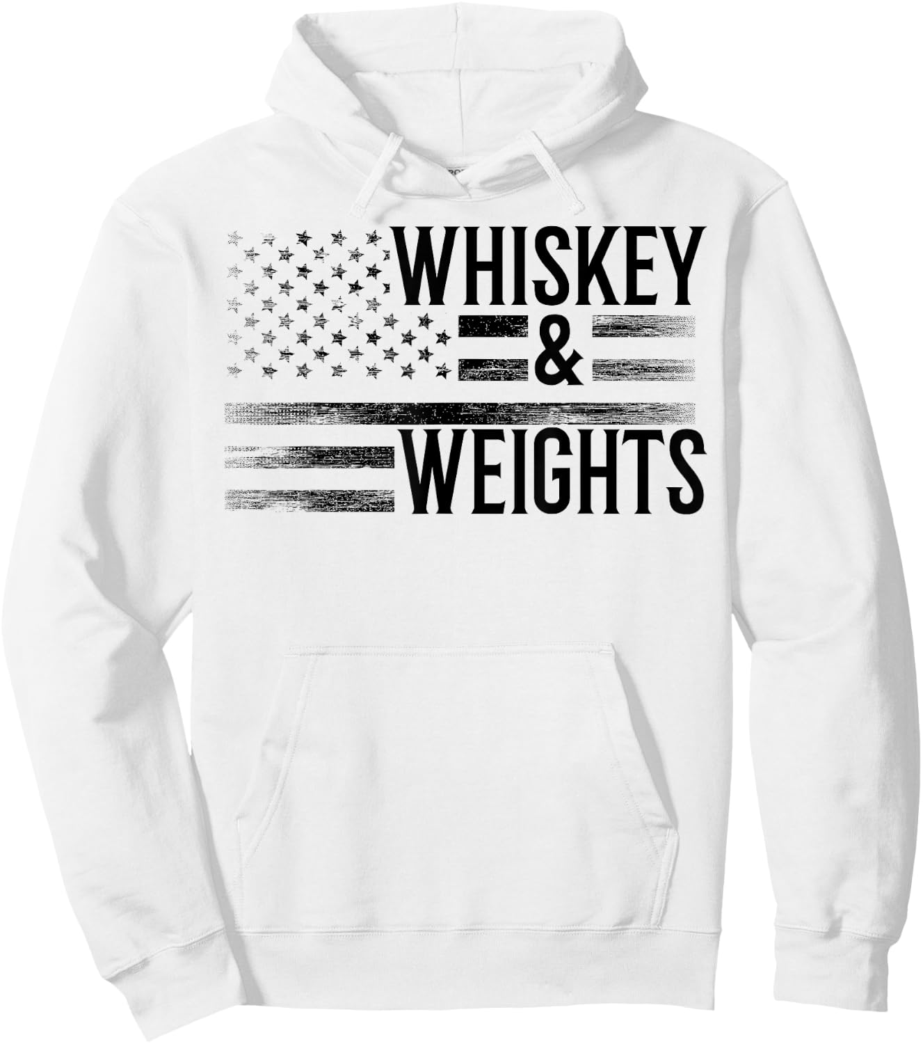 USA Flag Whisky Gym Workout - Whiskey And Weights Women Men Hoodie - Hoodie | White