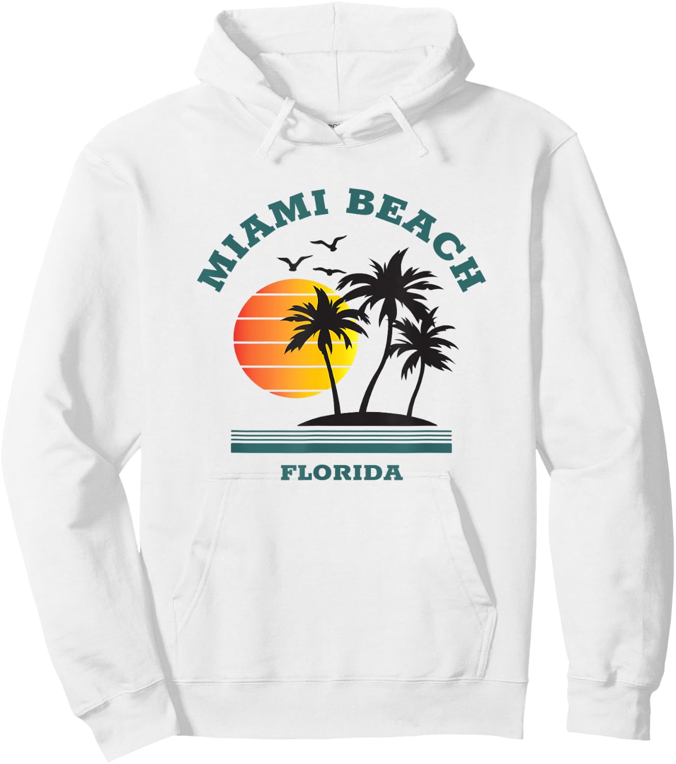 Retro Cool Miami Beach Florida Beaches Novelty Hoodie - Hoodie | White