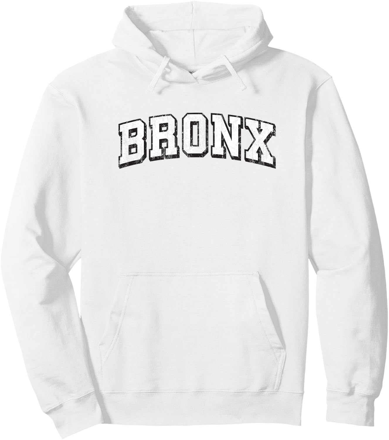 Bronx New York Vintage Athletic Sports B&W Print Hoodie - Hoodie | White