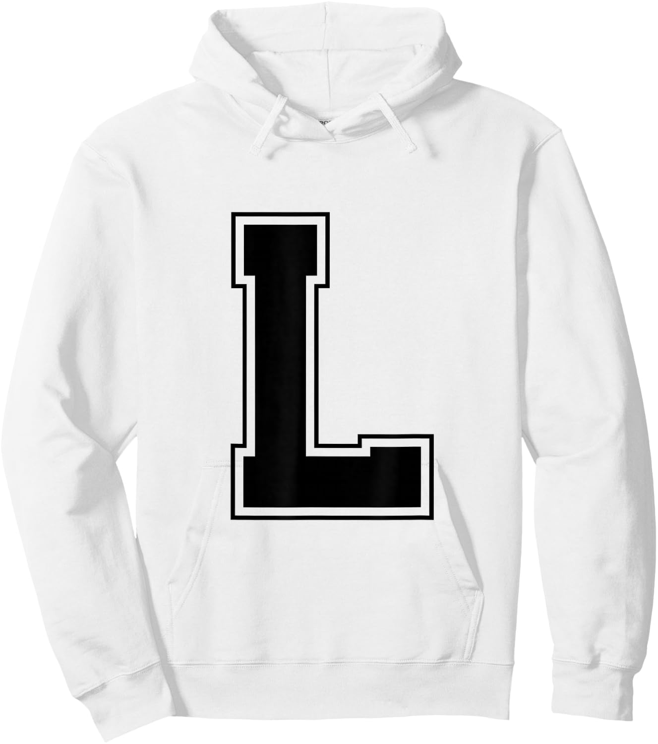 Letter L Big Bold Capital Varsity Alphabet Monogram Hoodie - Hoodie | White