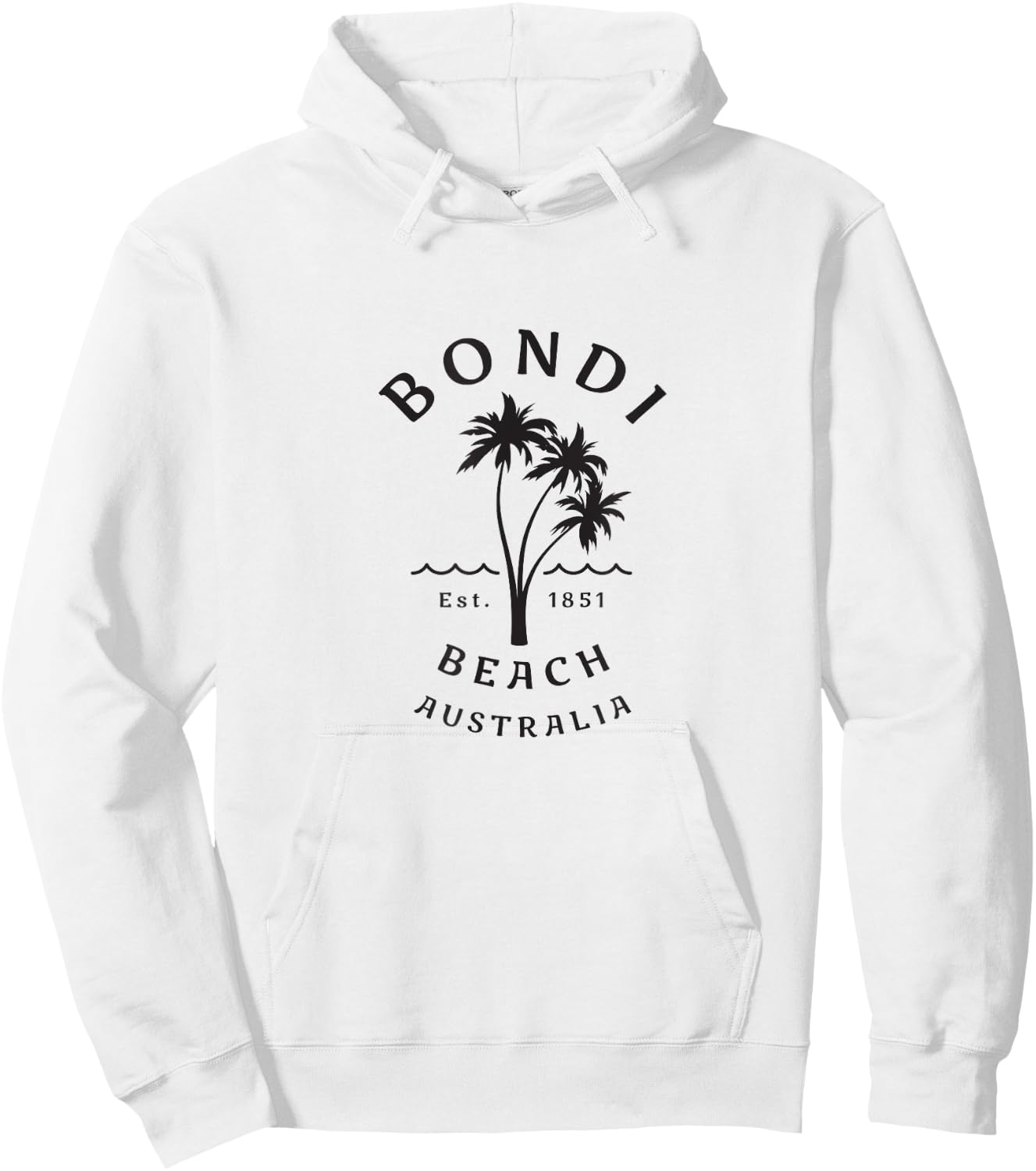 Retro Cool Bondi Beach Australia Vintage Palm Tree Novelty Hoodie - Hoodie | White
