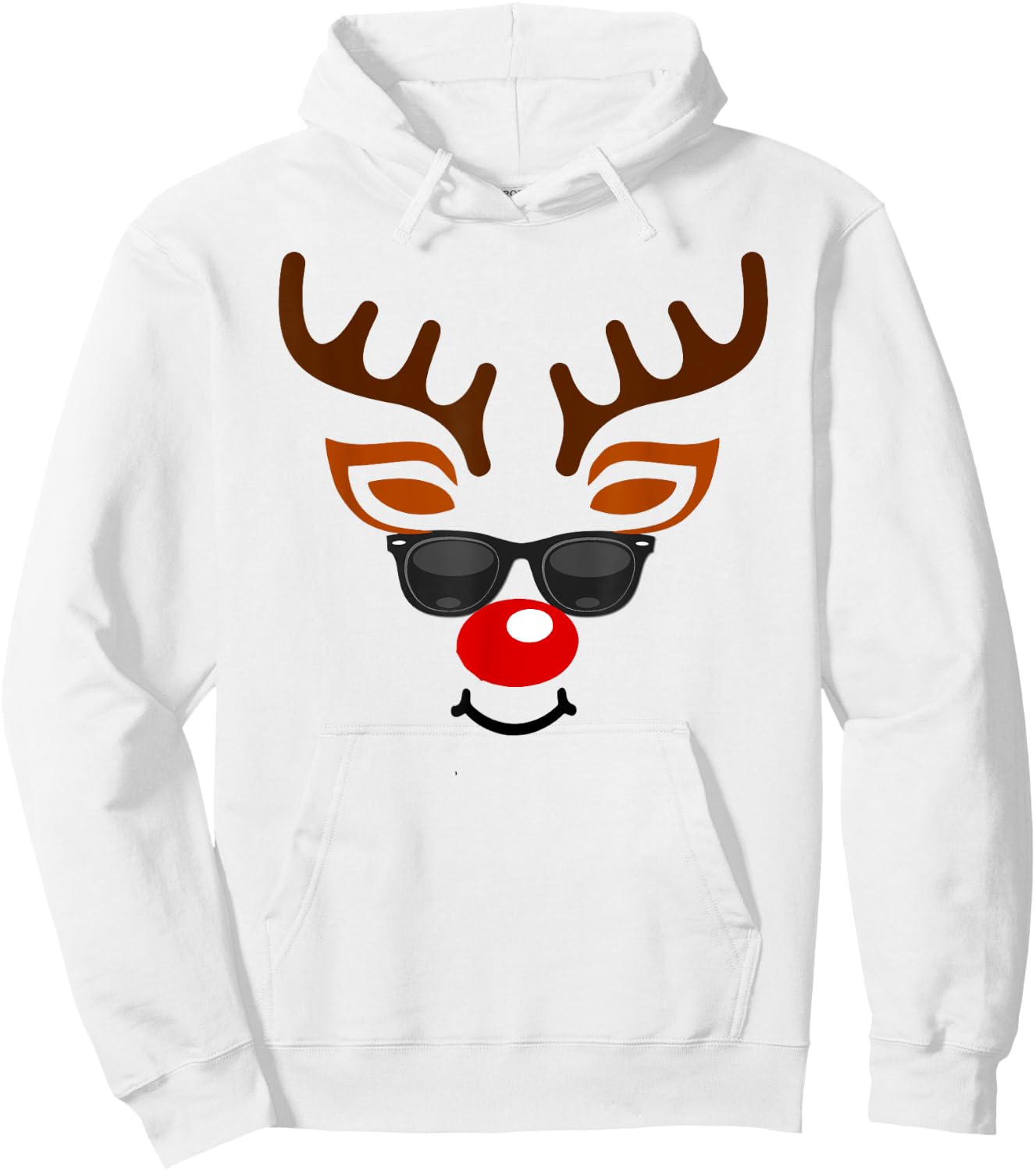 Rudolph Red Nose Reindeer Face Kids Hoodie - Hoodie | White