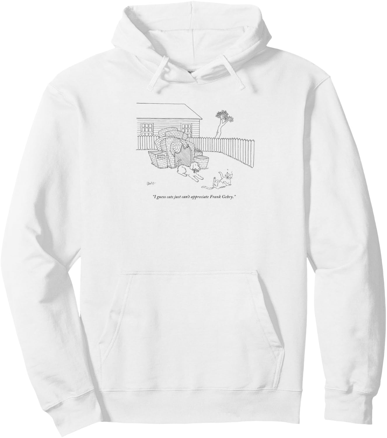 Cats Can't Appreciate Frank Gehry Cartoon Hoodie - Hoodie | White