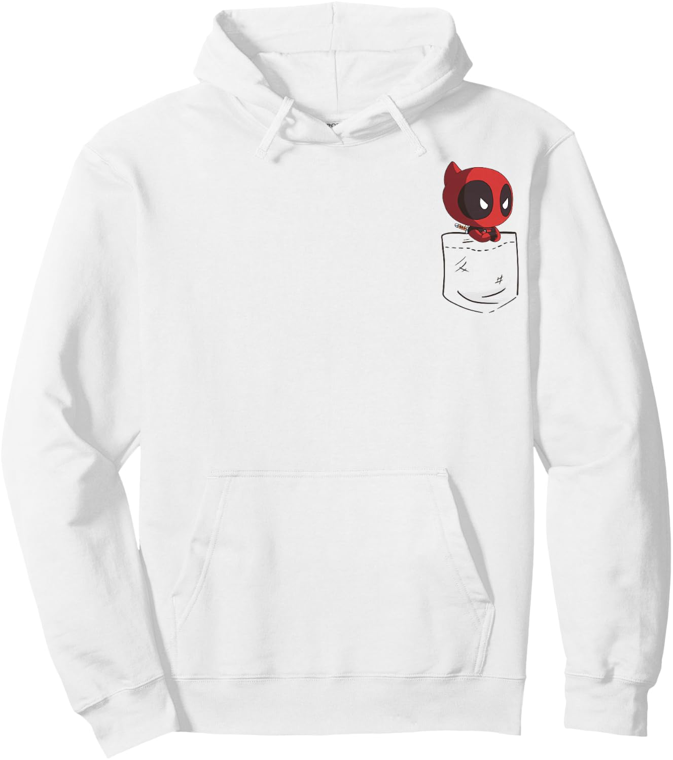 Marvel Deadpool Peekaboo Chibi Faux Pocket Graphic Hoodie - Hoodie | White