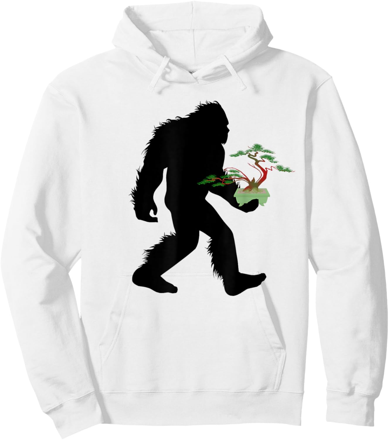 Bigfoot Carrying Bonsai Plant Sasquatch Tree Landscaper Hoodie - Hoodie | White