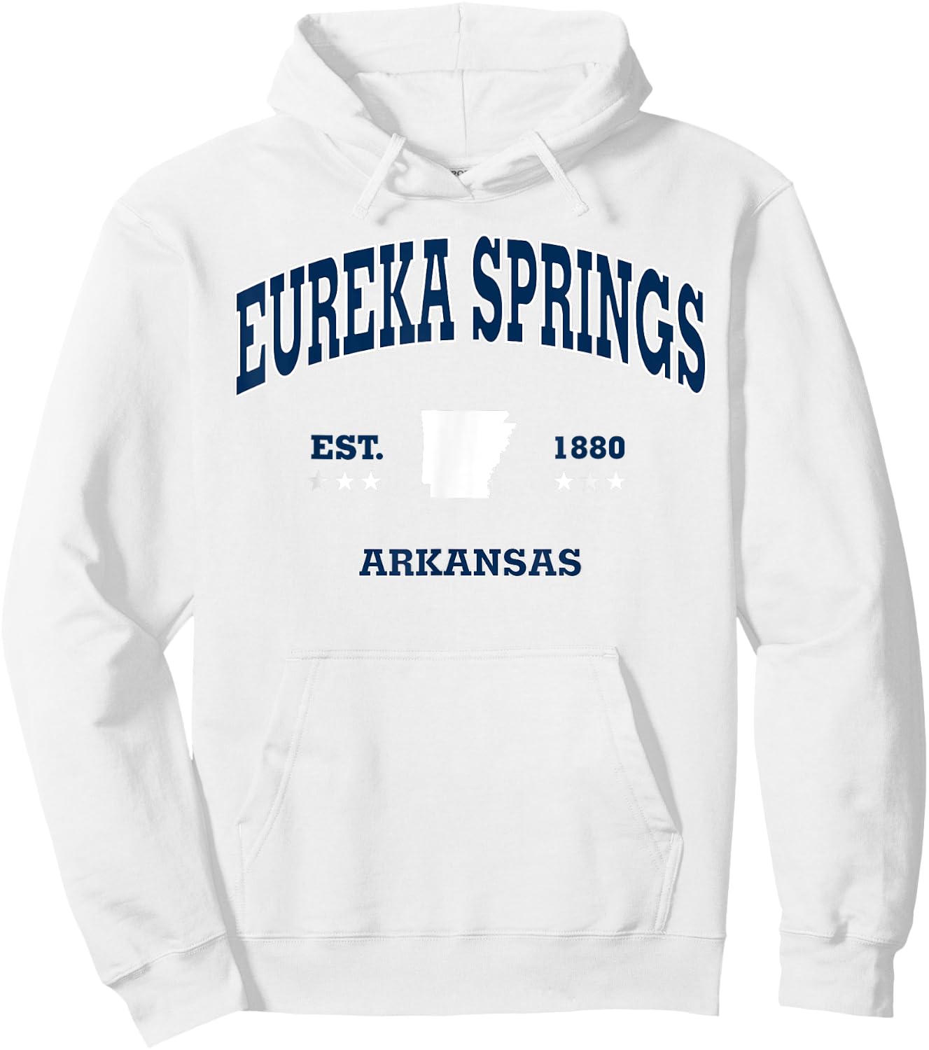 Eureka Springs Arkansas AR Throwback Navy Vintage Athletic Hoodie - Hoodie | White