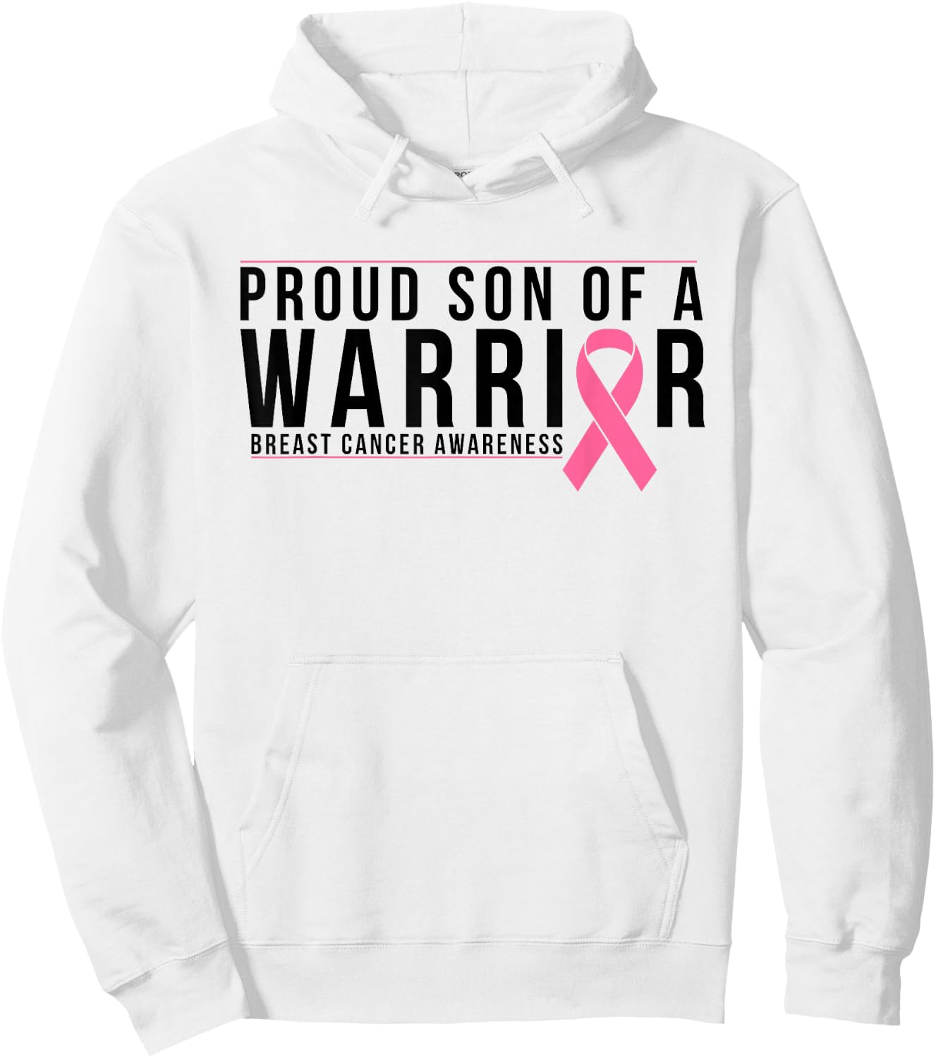 Son Of A Warrior - Breast Cancer Awareness Support Hoodie - Hoodie | White