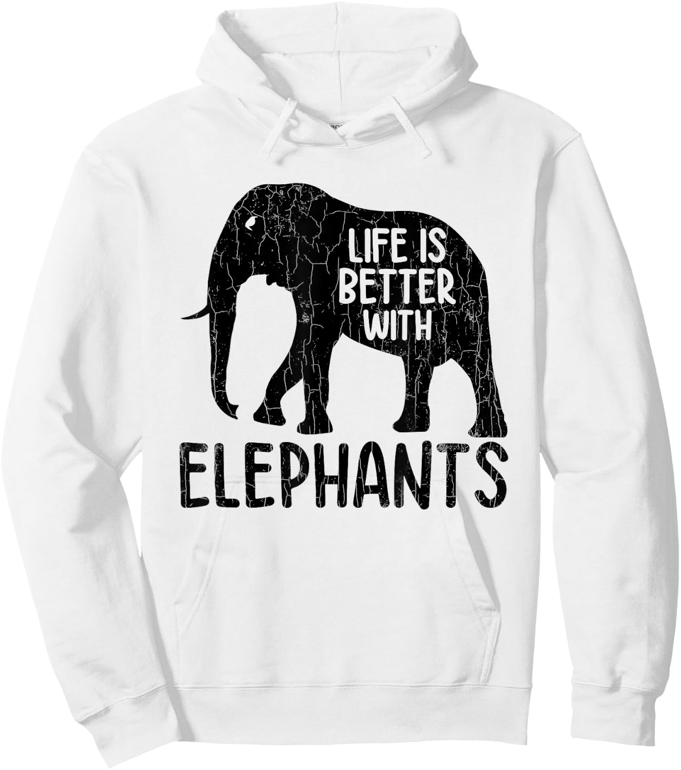 Life Is Better With Elephants Funny Elephant Lover Graphic Hoodie - Hoodie | White
