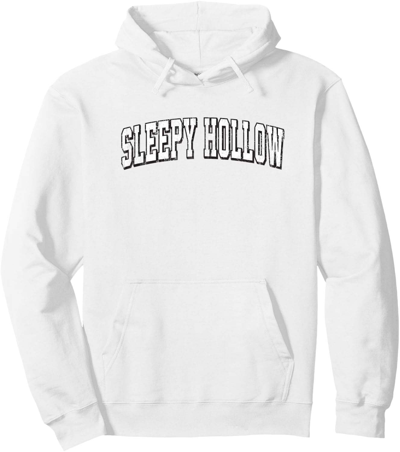 Sleepy Hollow New York Vintage Athletic Sports B&W Print Hoodie - Hoodie | White