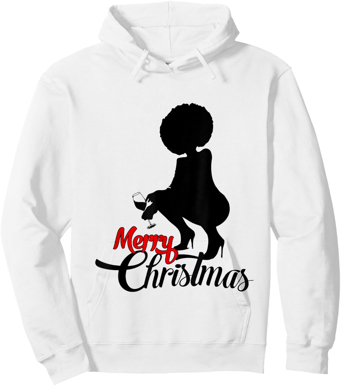 Black African American Christmas Black Women Wine Lovers Hoodie - Hoodie | White