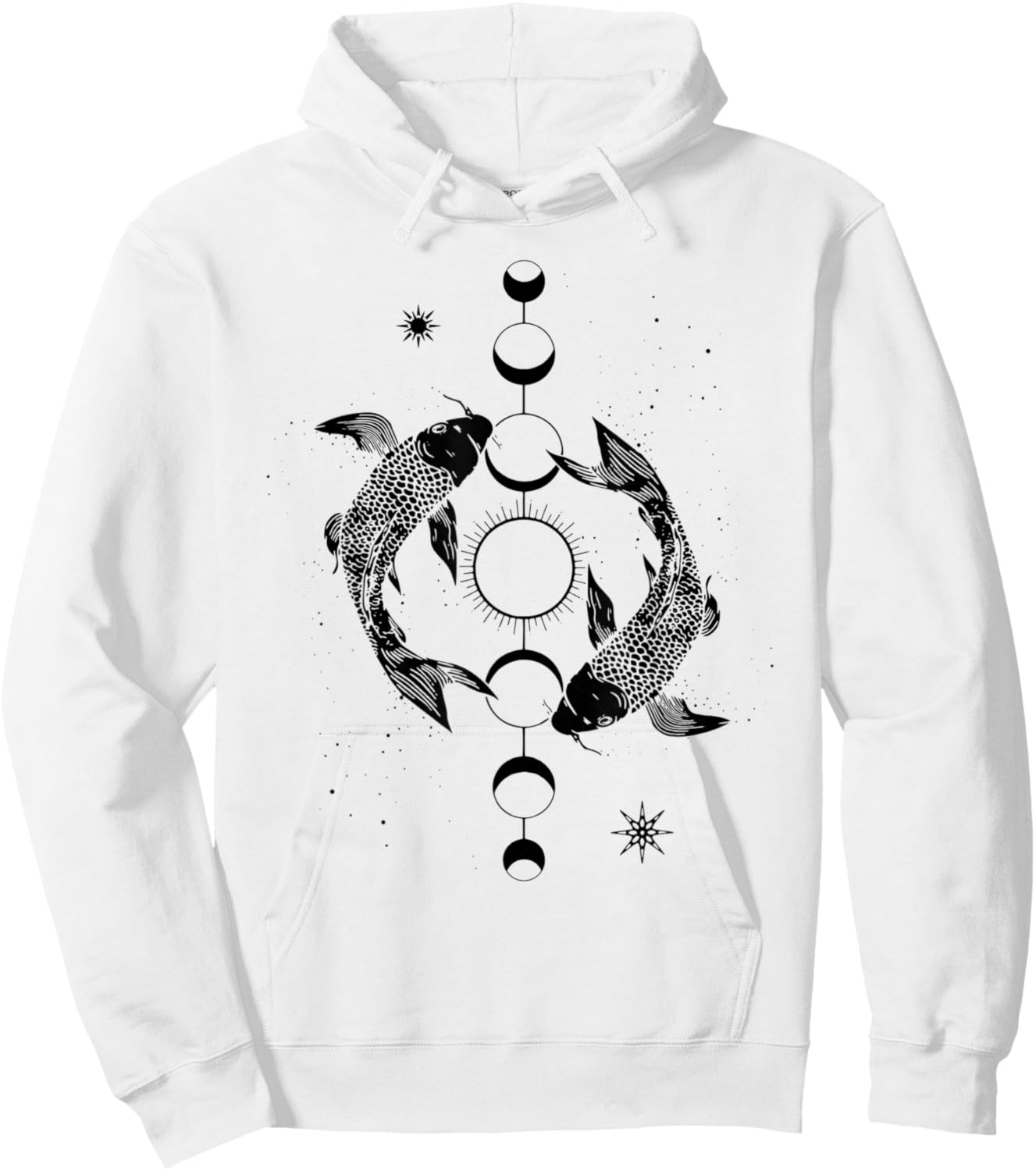 Koi Lovers Outfit Ying Yang Carp Sun Moon Phase Japan Style Hoodie - Hoodie | White