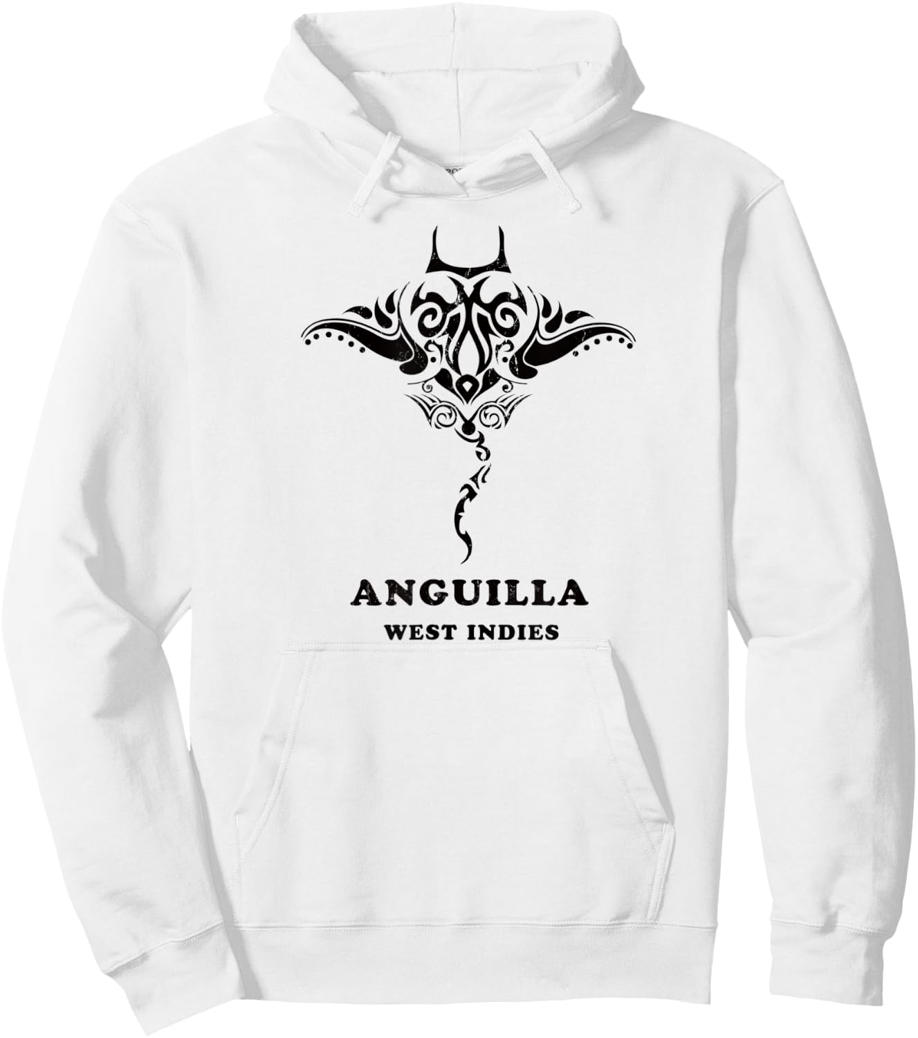 Anguilla, West Indies Vintage Tribal Manta Ray Vacation Hoodie - Hoodie | White