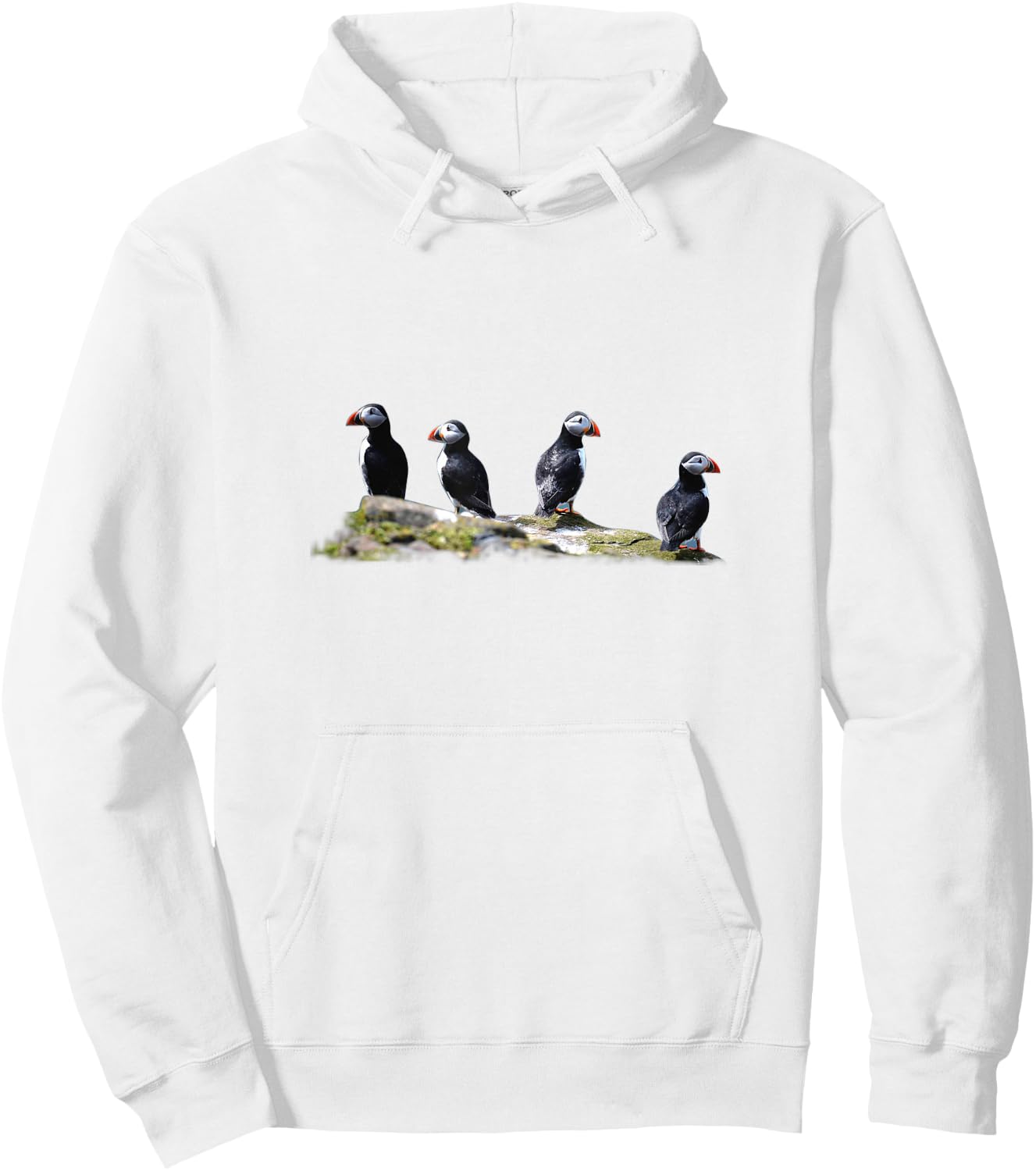 Cute Seabird - Puffin Birds On The Rock Hoodie - Hoodie | White