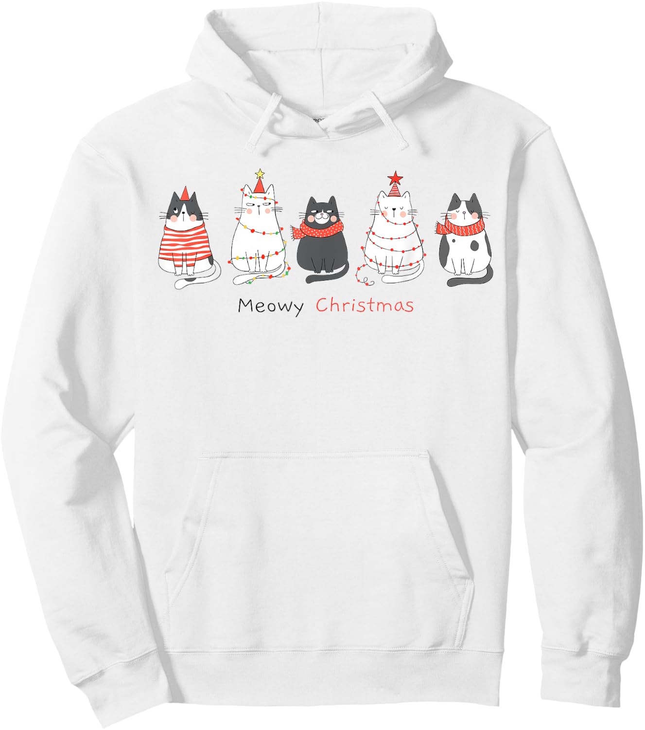 Funny Christmas Cats - Matching Family Meowy Pajamas Catmas Hoodie - Hoodie | White