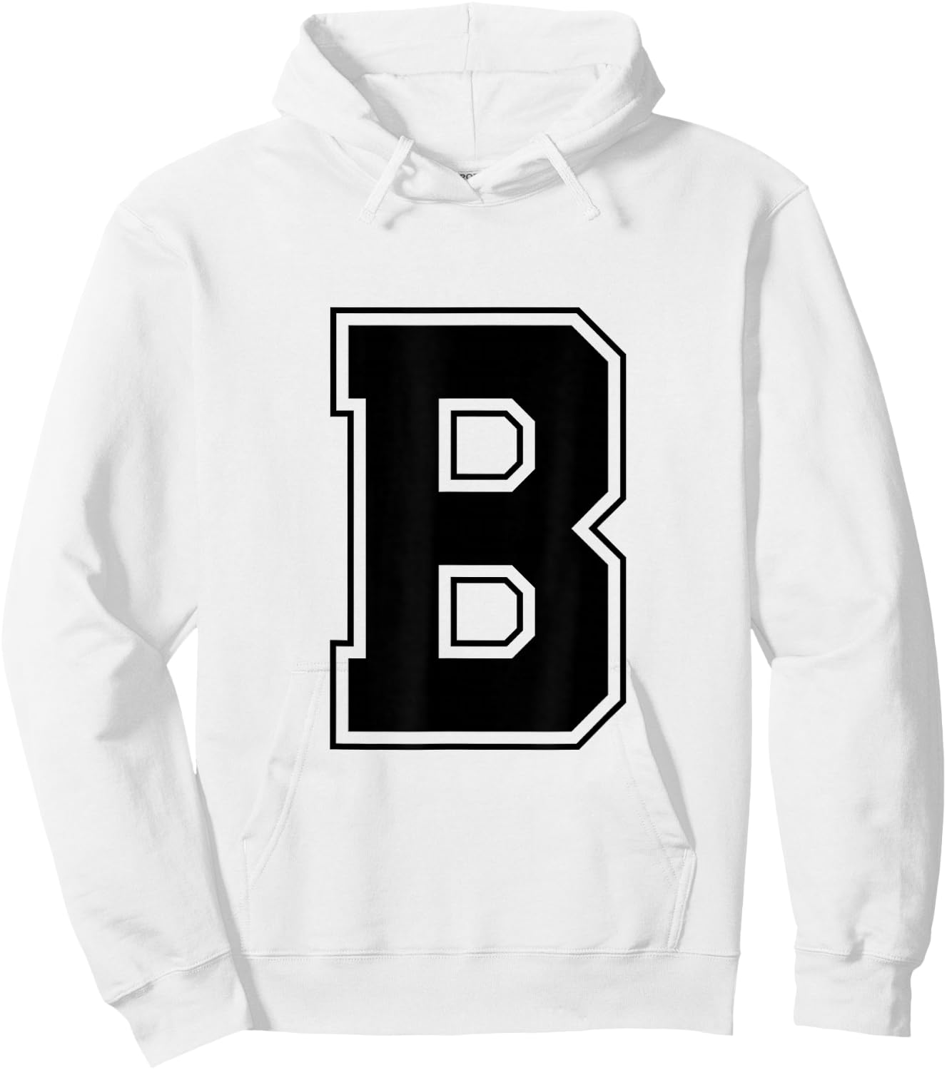 Letter B Big Bold Capital Varsity Alphabet Monogram Hoodie - Hoodie | White