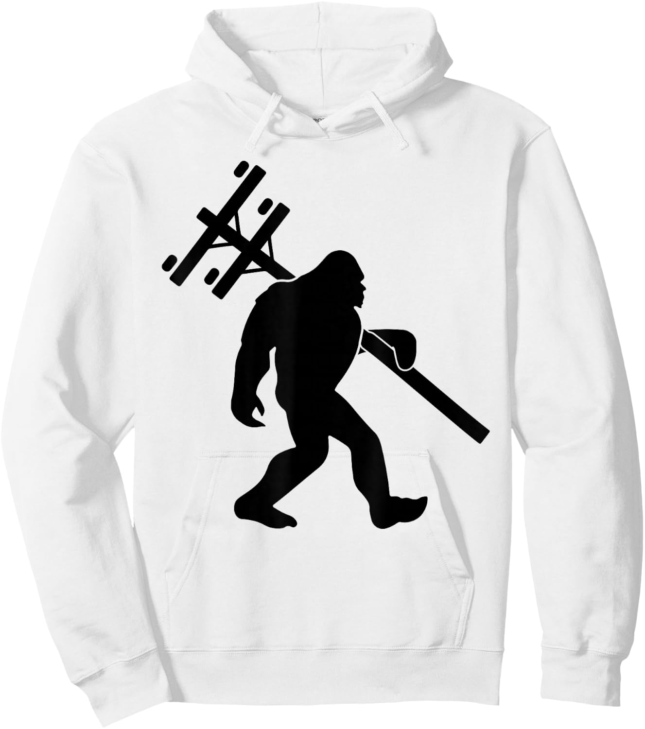 Funny Lineman bigfoot hanging Electricity column electrician Hoodie - Hoodie | White