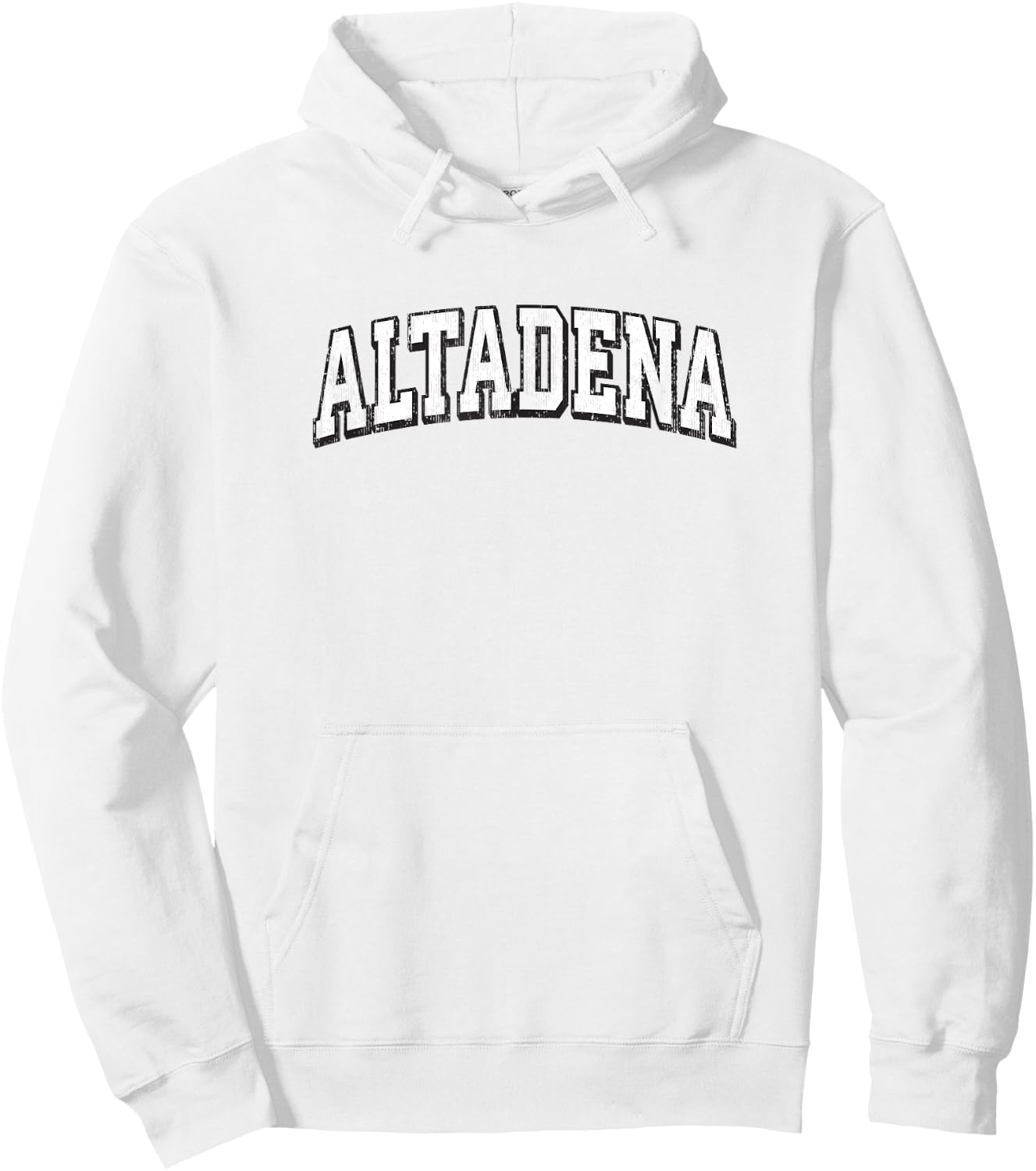 Altadena California Vintage Athletic Sports B&W Print Hoodie - Hoodie | White