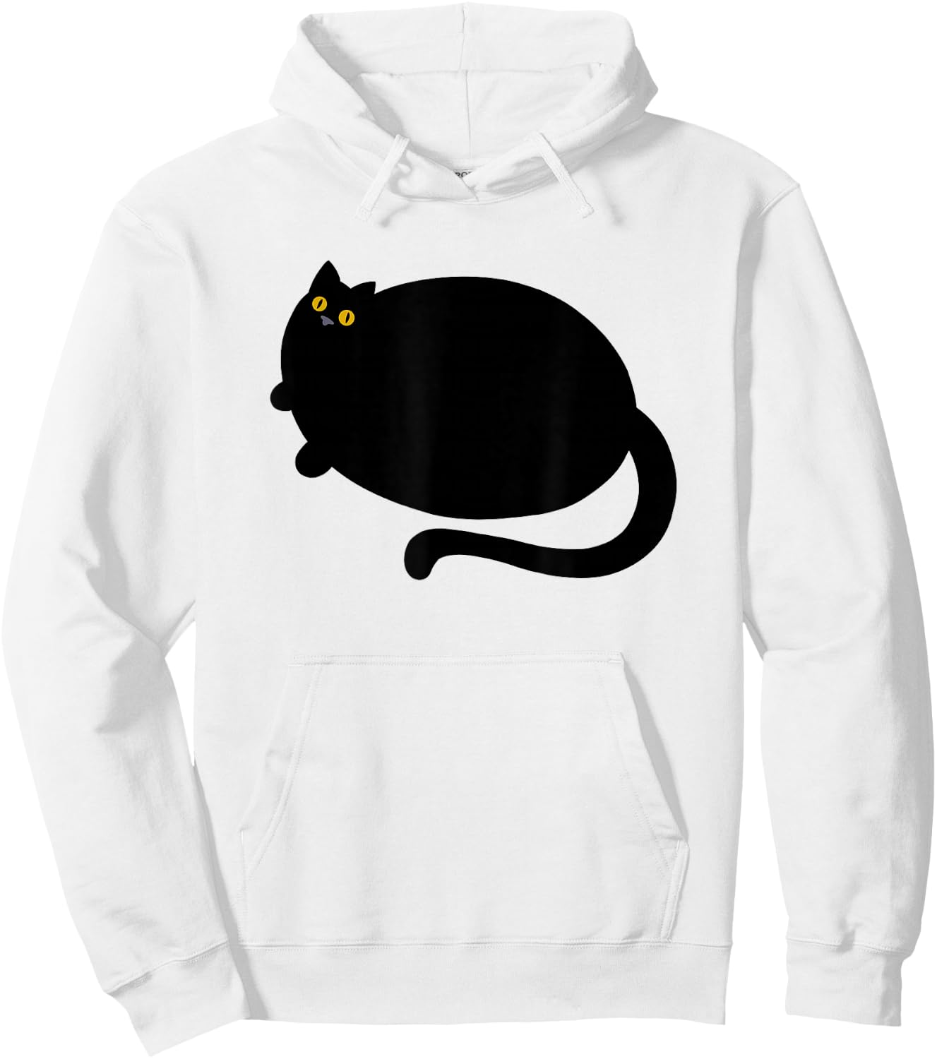 Fat Black Cat Funny BlackCat Fatty Curvy With Yellow Eyes Hoodie - Hoodie | White