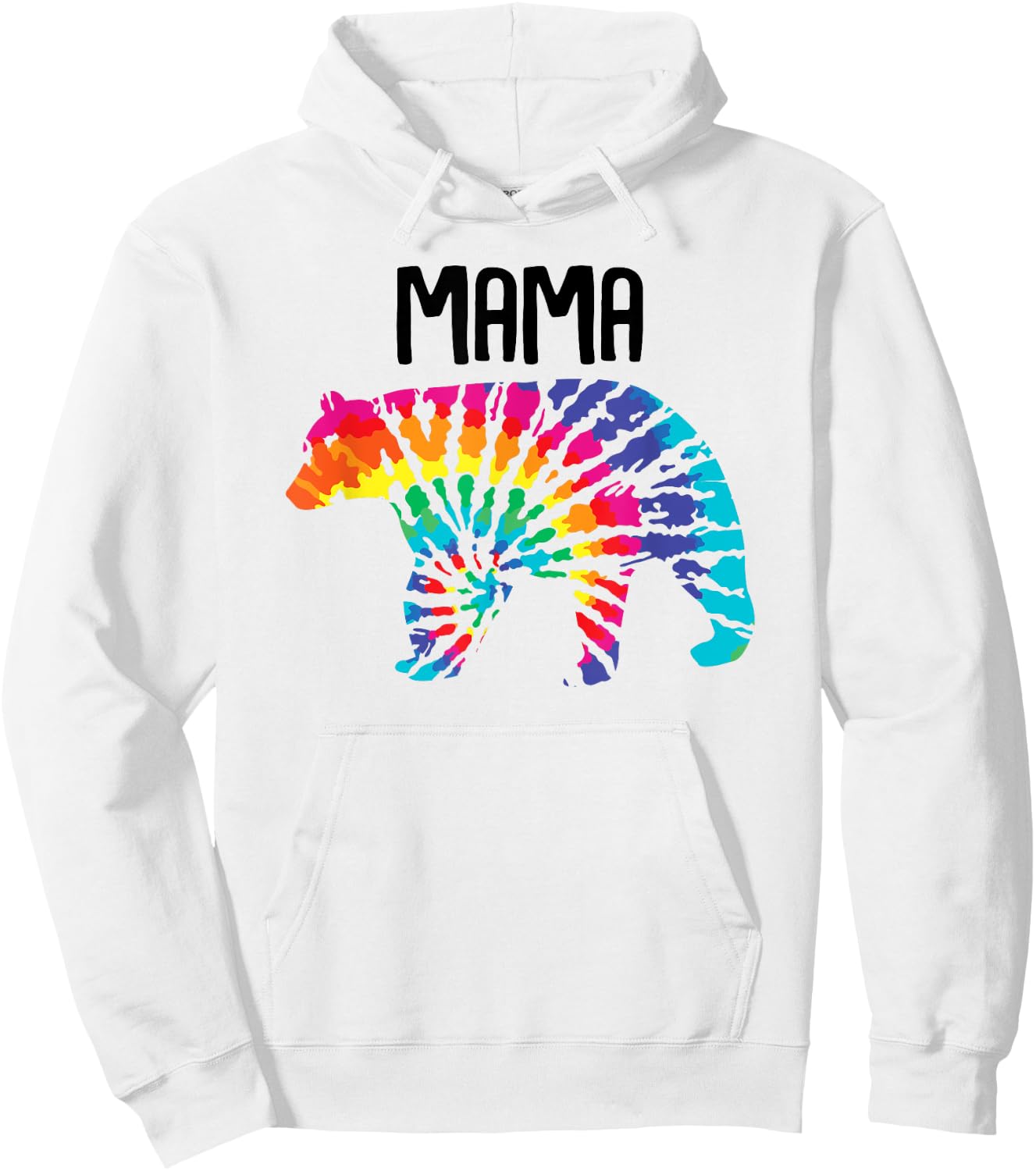 Mama Bear Rainbow Tye Dye Bear Matching Family Hoodie - Hoodie | White