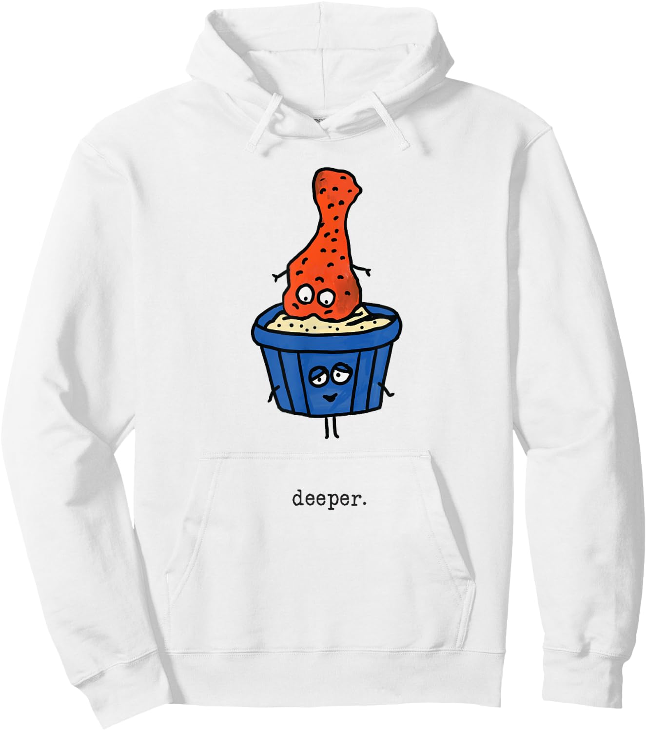 Deeper: Funny Chicken Wing & Blue Cheese Or Ranch Dip Comic Hoodie - Hoodie | White