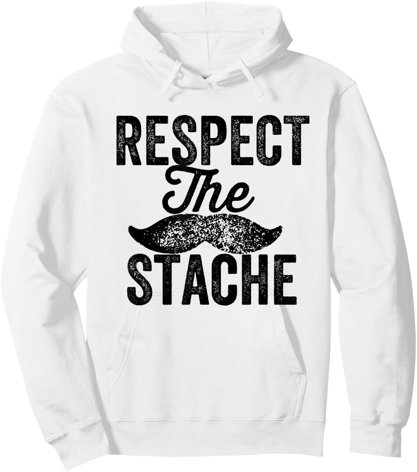 Respect the Stache Funny Mustache Vintage Retro Hoodie - Hoodie | White