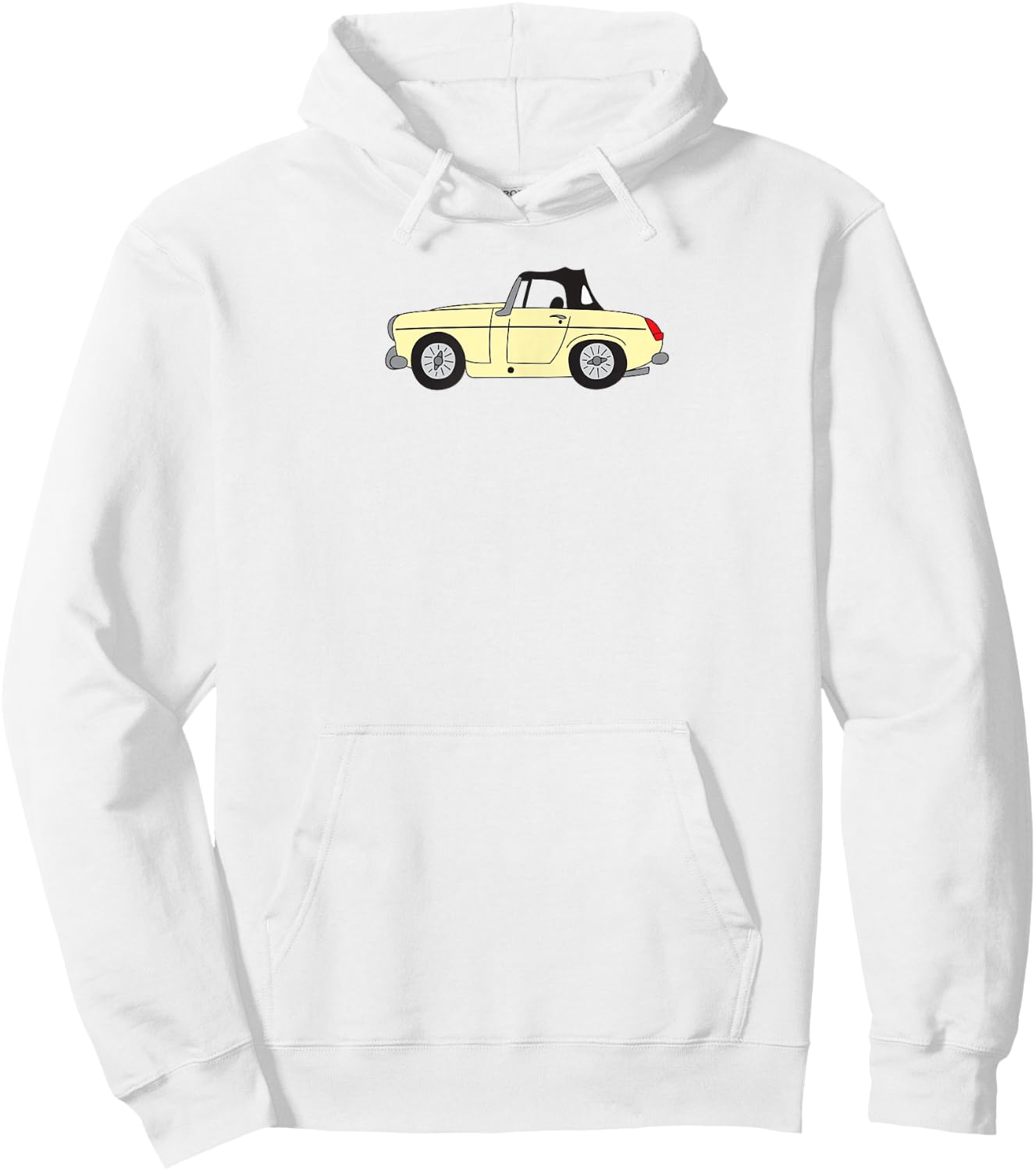 MG Midget Light Yellow Cream British Car Cartoon Hoodie - Hoodie | White