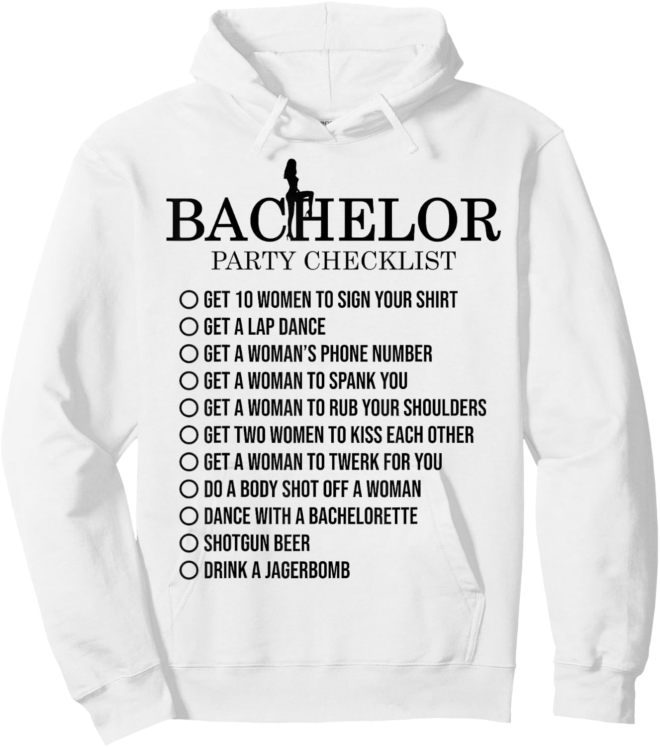 Groomsmen Groom Squat Men Bachelor Supplies Party Checklist Hoodie - Hoodie | White