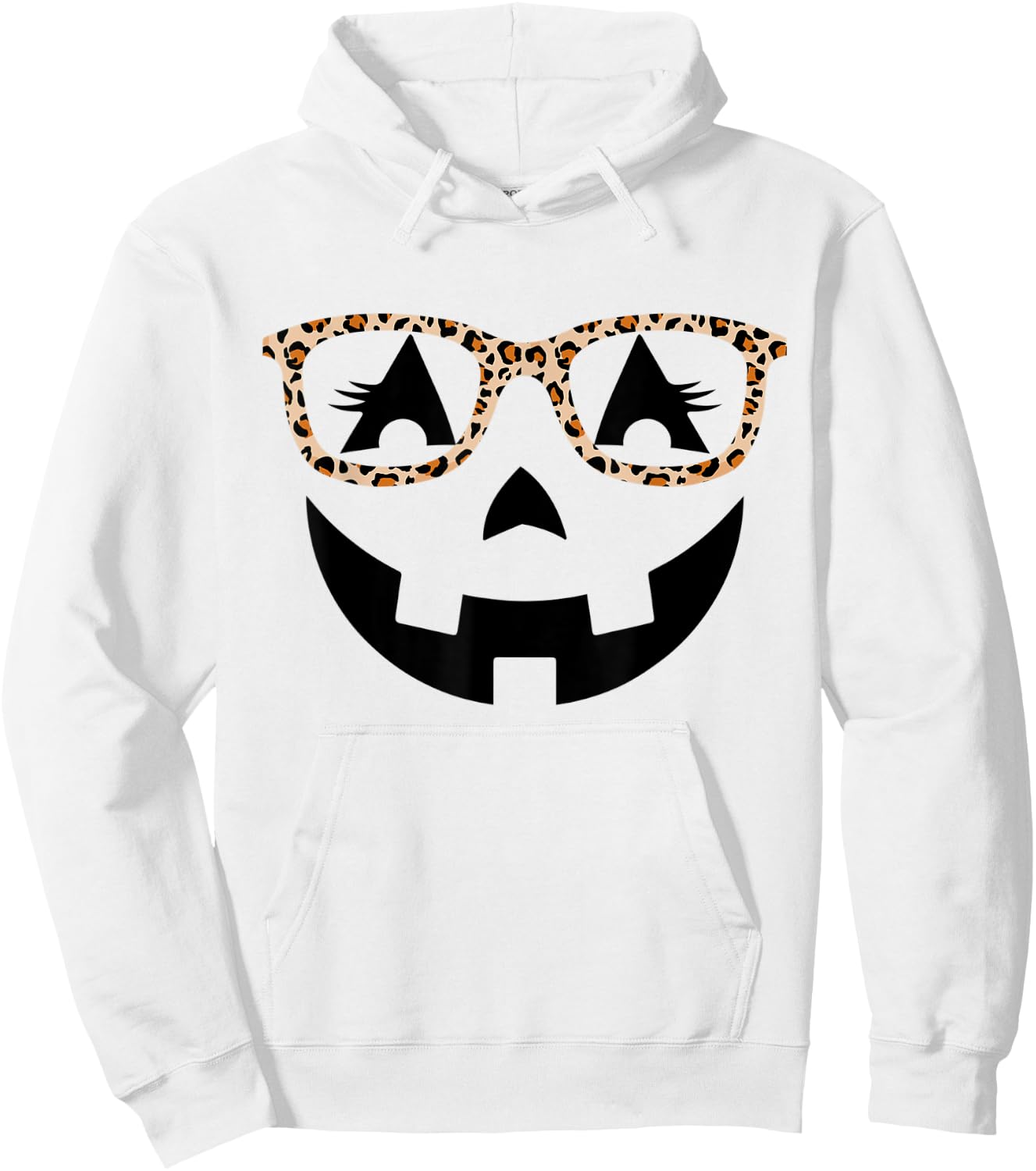 Jack O Lantern With Glasses Shirt Women Halloween Leopard Hoodie - Hoodie | White