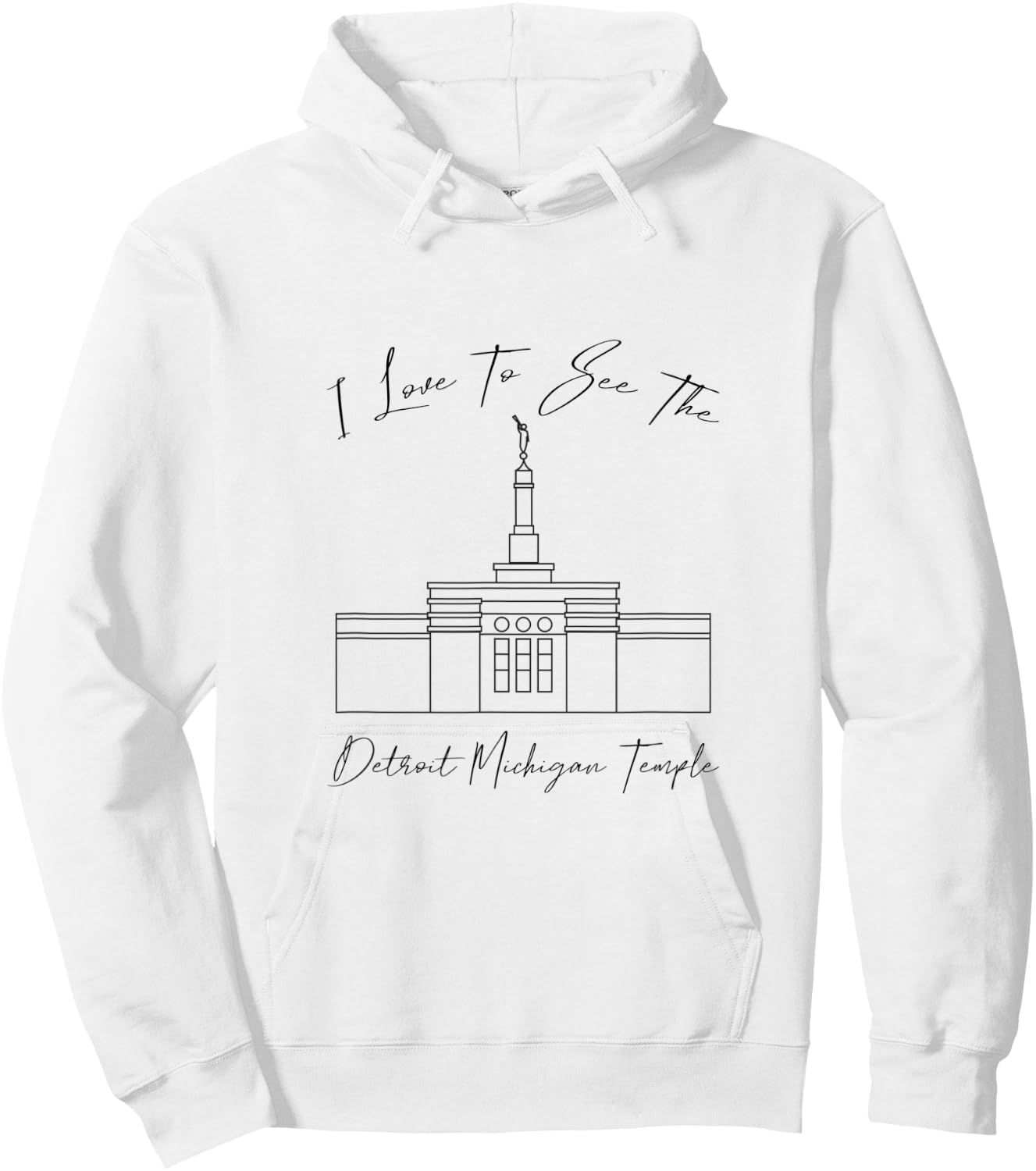 Detroit MI Temple, I love to see my temple, calligraphy Hoodie - Hoodie | White