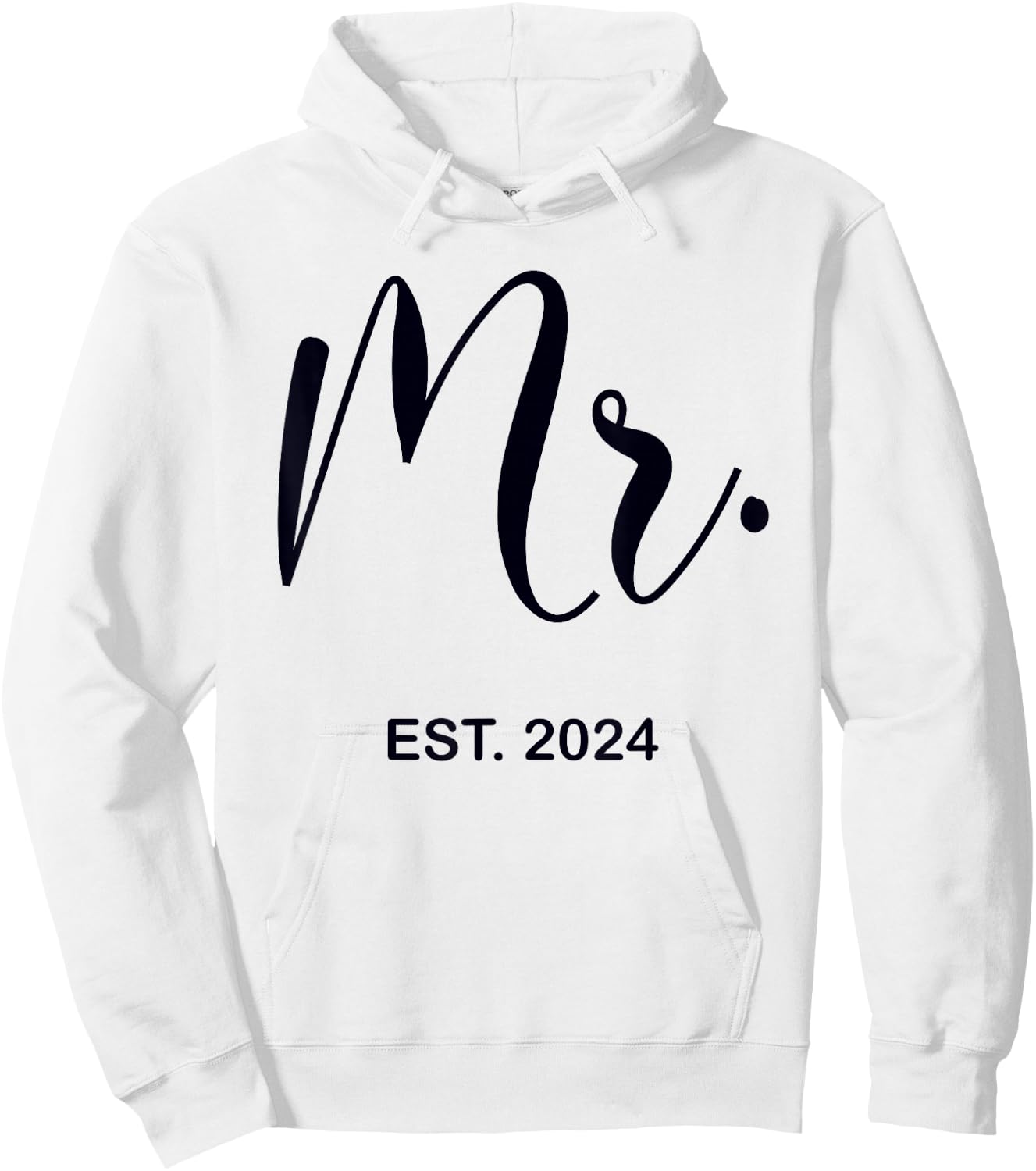 Mr. Est. 2024 Just Married Wedding Hubby Mr & Mrs Men Hoodie - Hoodie | White