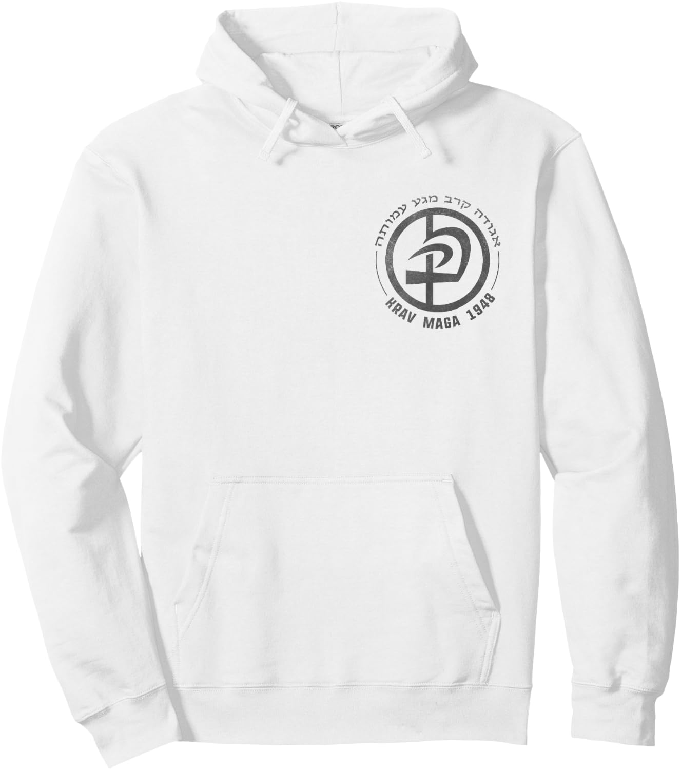 Krav Maga In Hebrew Letters Logo & Men Hoodie - Hoodie | White