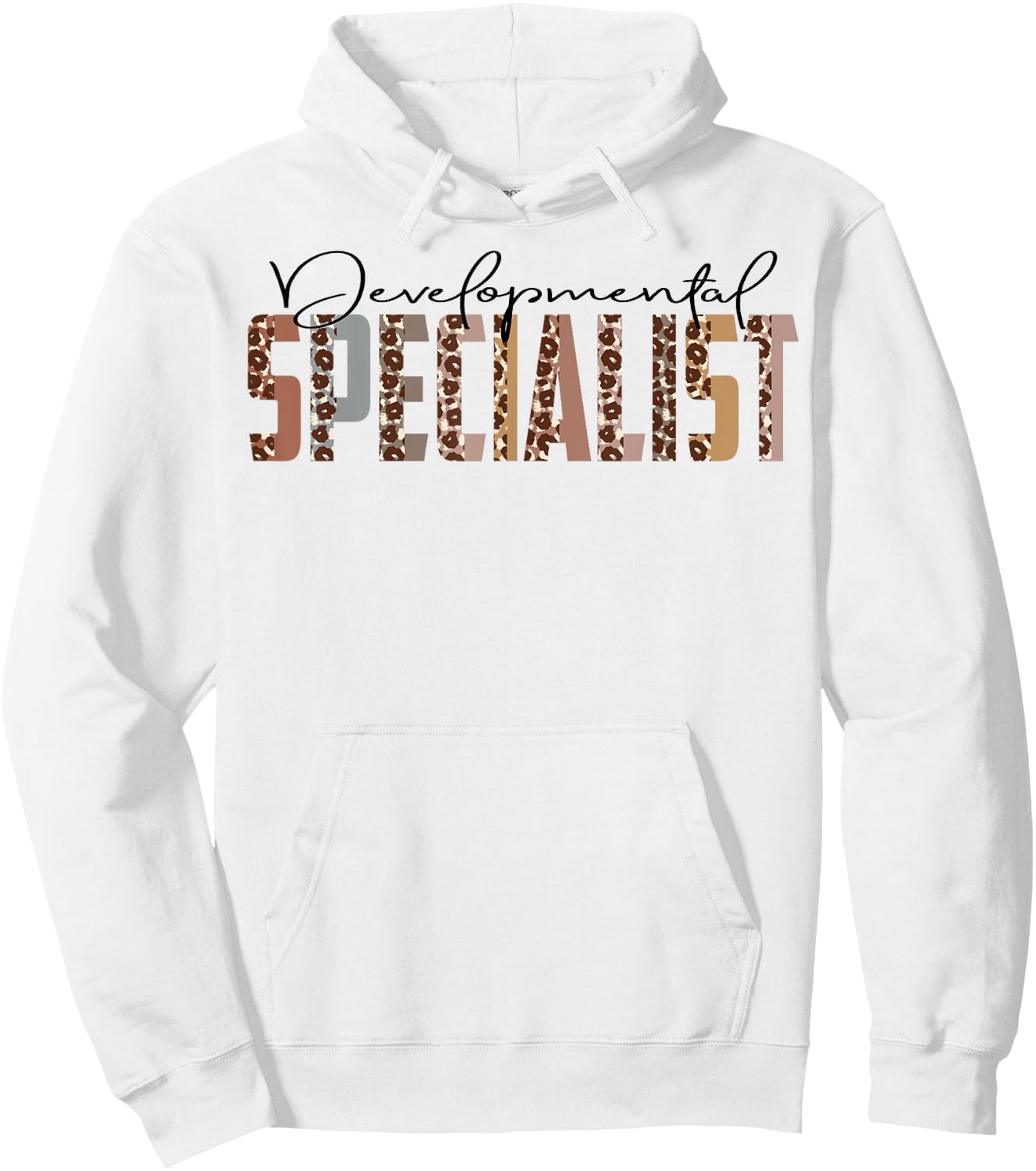 Leopard Developmental Specialist Job Title School Worker Hoodie - Hoodie | White
