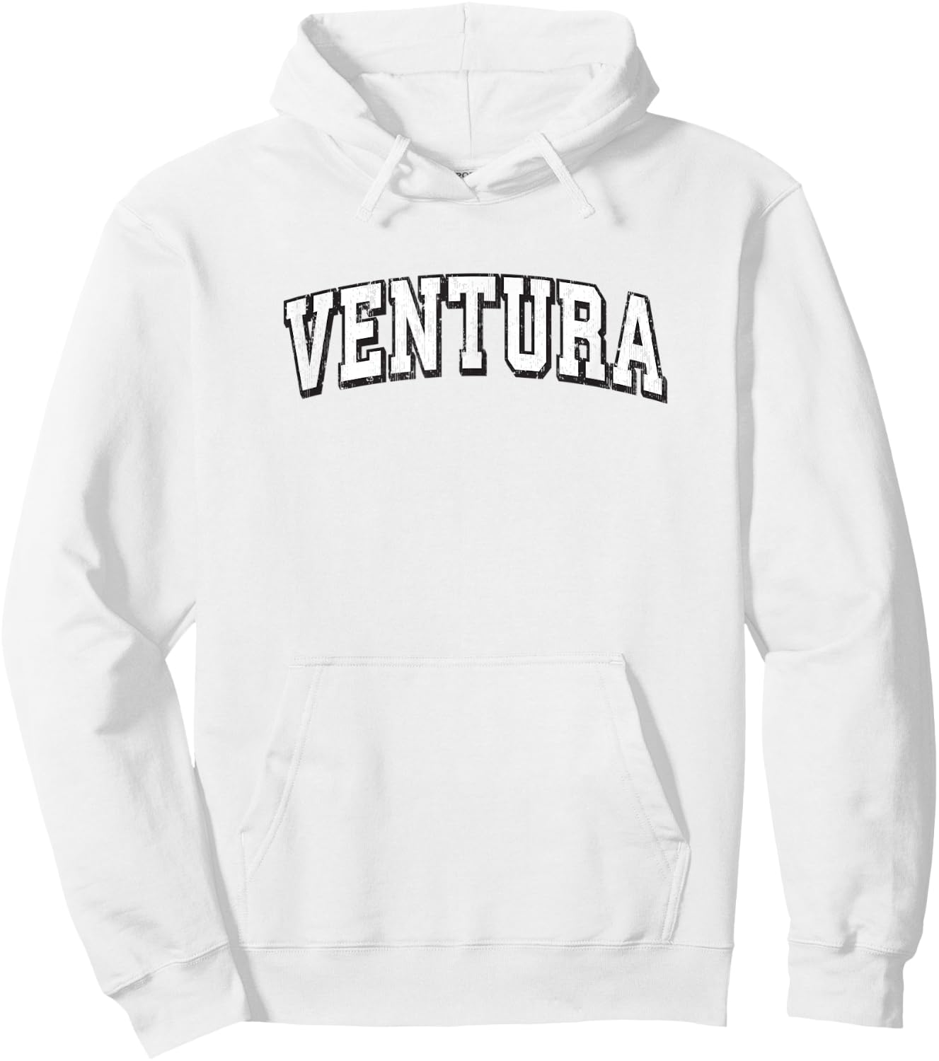 Ventura California Vintage Athletic Sports B&W Print Hoodie - Hoodie | White