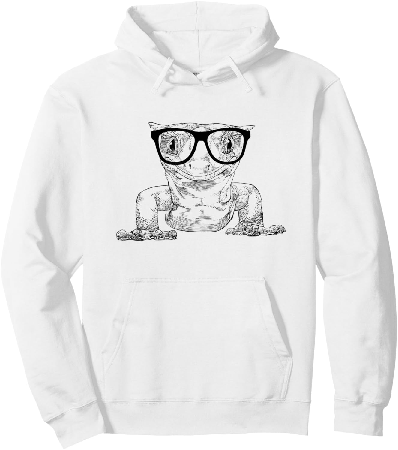Hipster Crested Gecko in Nerd Glasses Reptile Animal Pet Hoodie - Hoodie | White