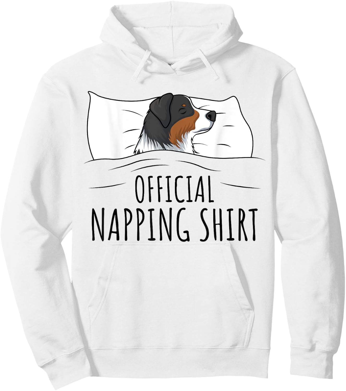 Australian Shepherd Apparel & Gift Ideas -Adults Blue Small Classic Fit Short Sleeve Sleeping Australian Shepherd Pyjamas Official Napping Hoodie - Hoodie | White