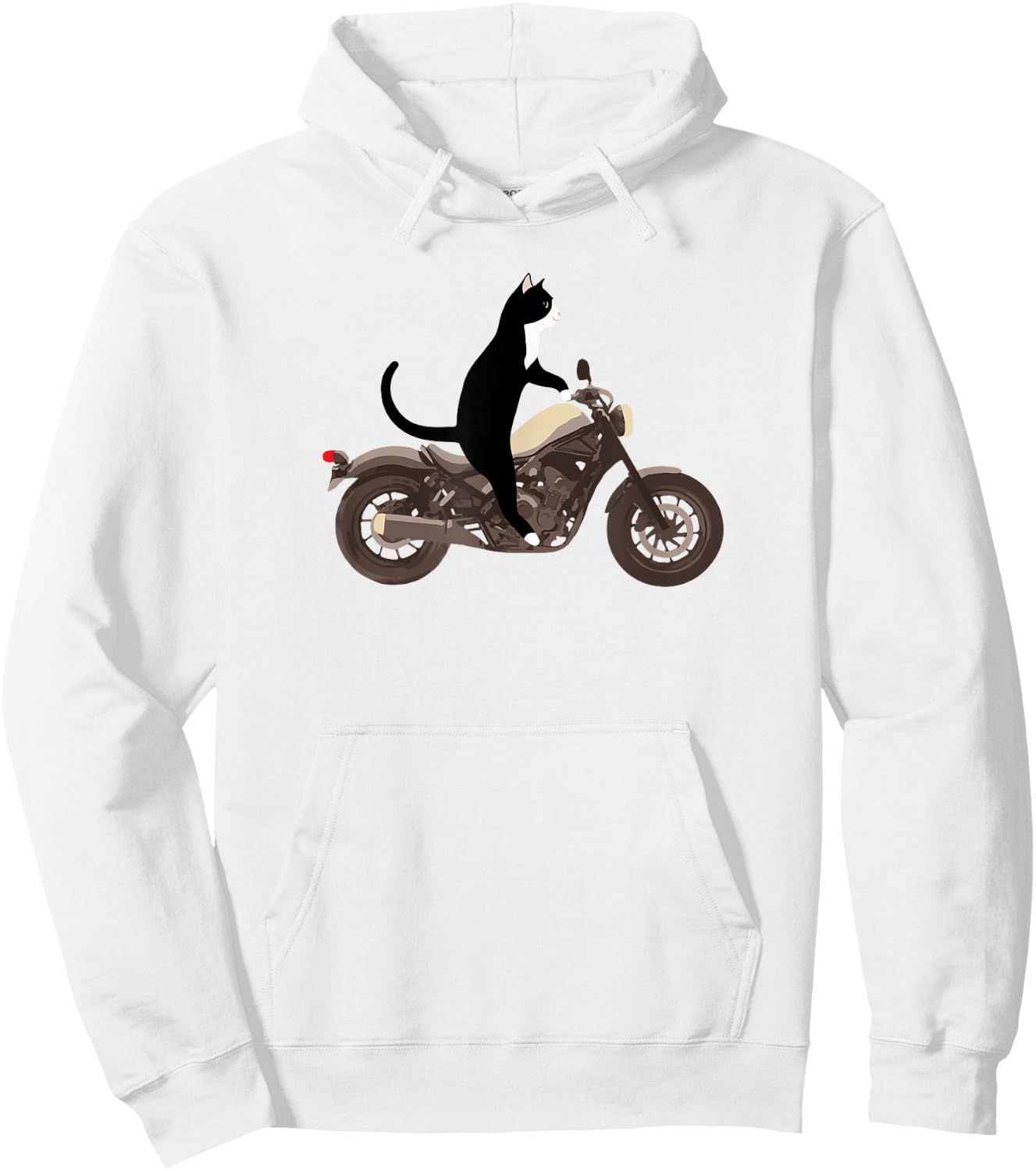 Cat on a Motorcycle Funny Hoodie - Hoodie | White