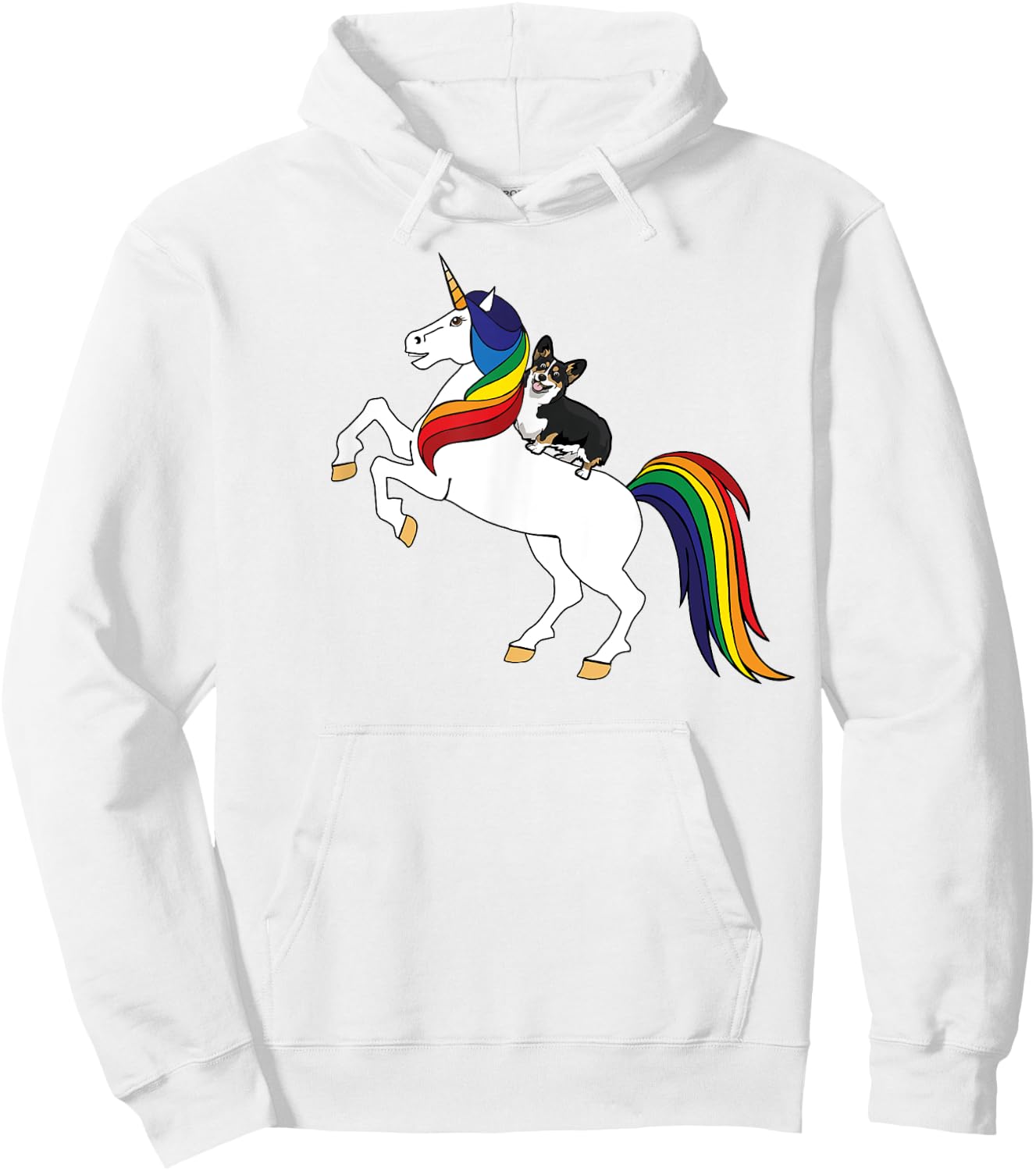 Funny Kids Unicorn Pembroke Black Tri Corgi Lover Hoodie - Hoodie | White