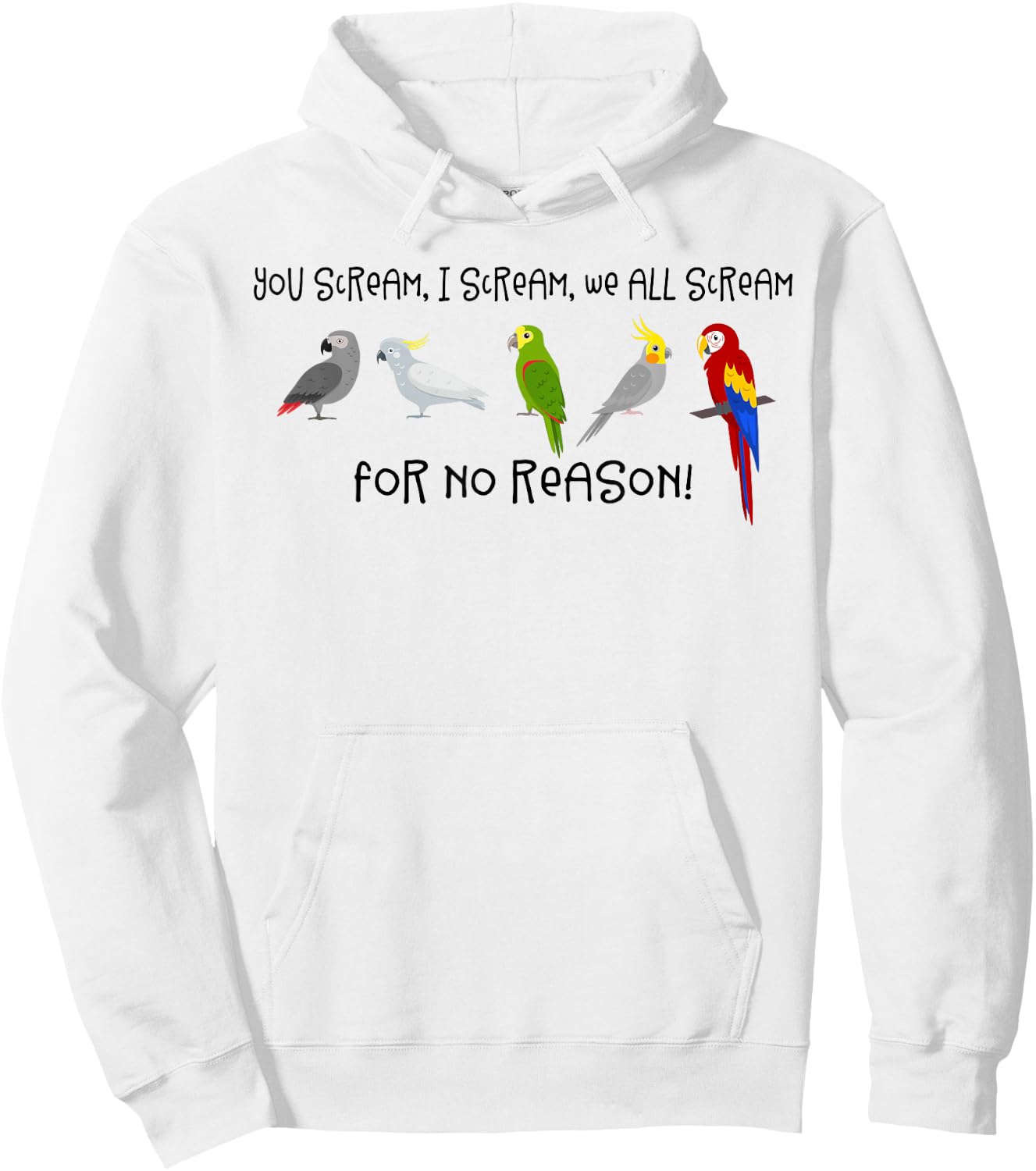 I Scream, You Scream, We All Scream For No Reason Funny Bird Hoodie - Hoodie | White