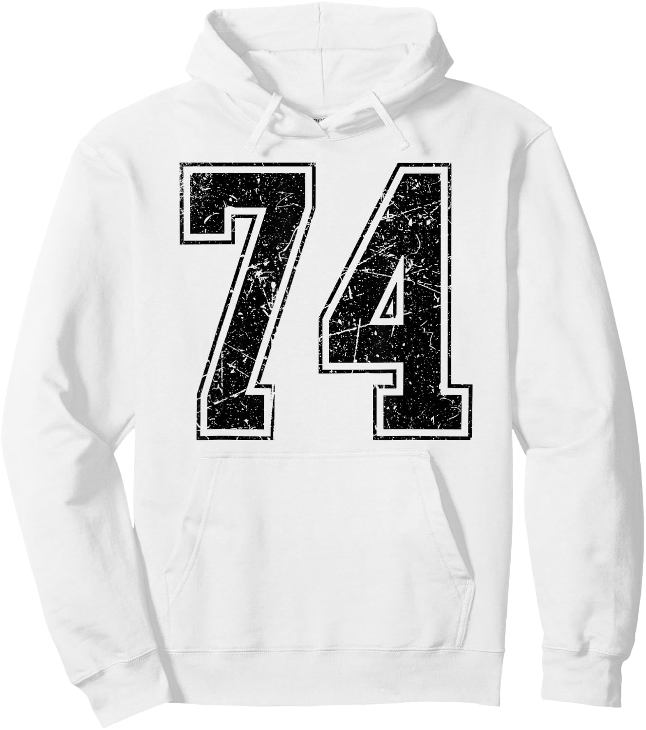 Number 74 Distressed Grunge Vintage Jersey Team Fan Hoodie - Hoodie | White