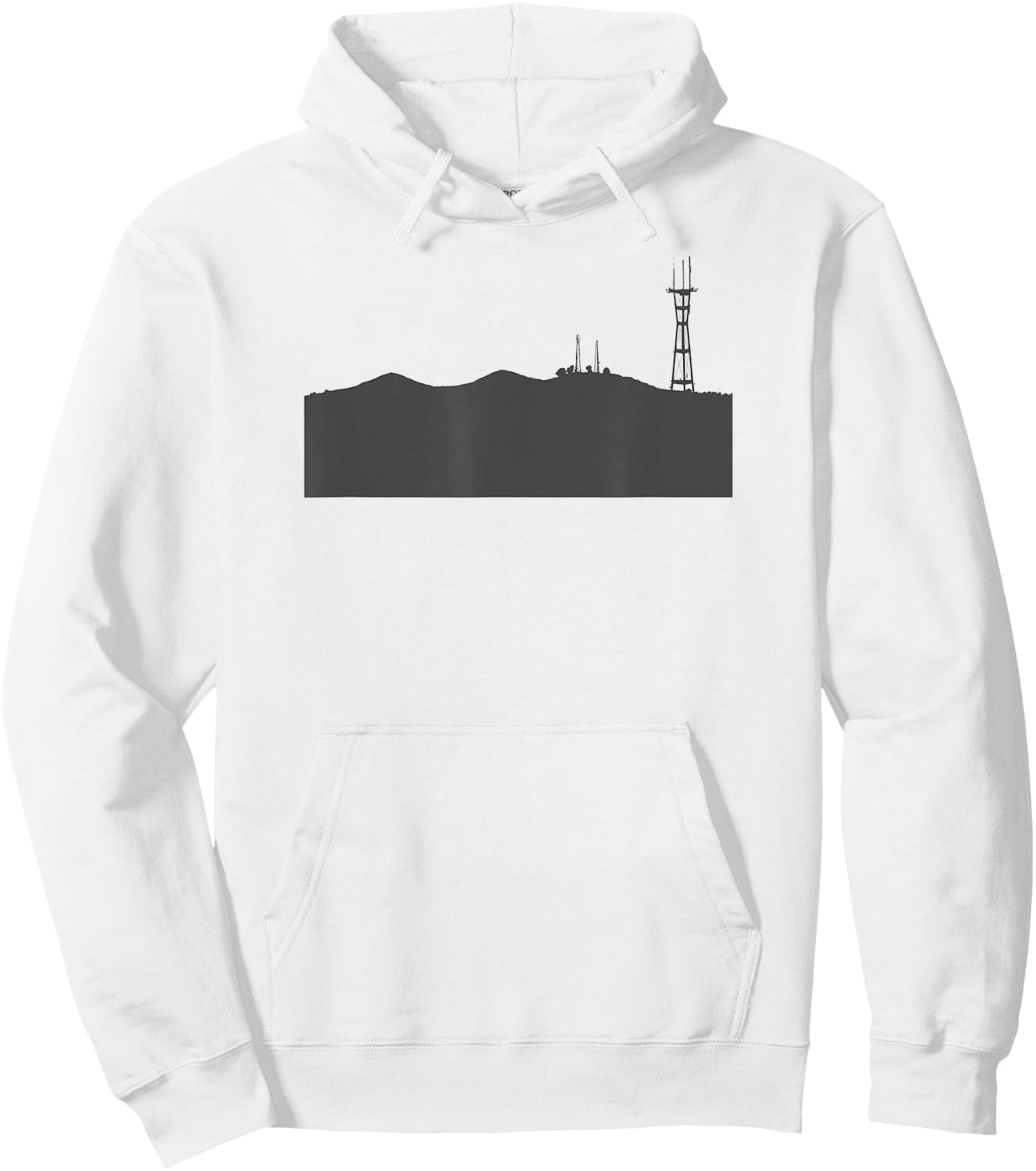 Twin Peaks and Sutro Tower Silhouette (Black Design) Hoodie - Hoodie | White