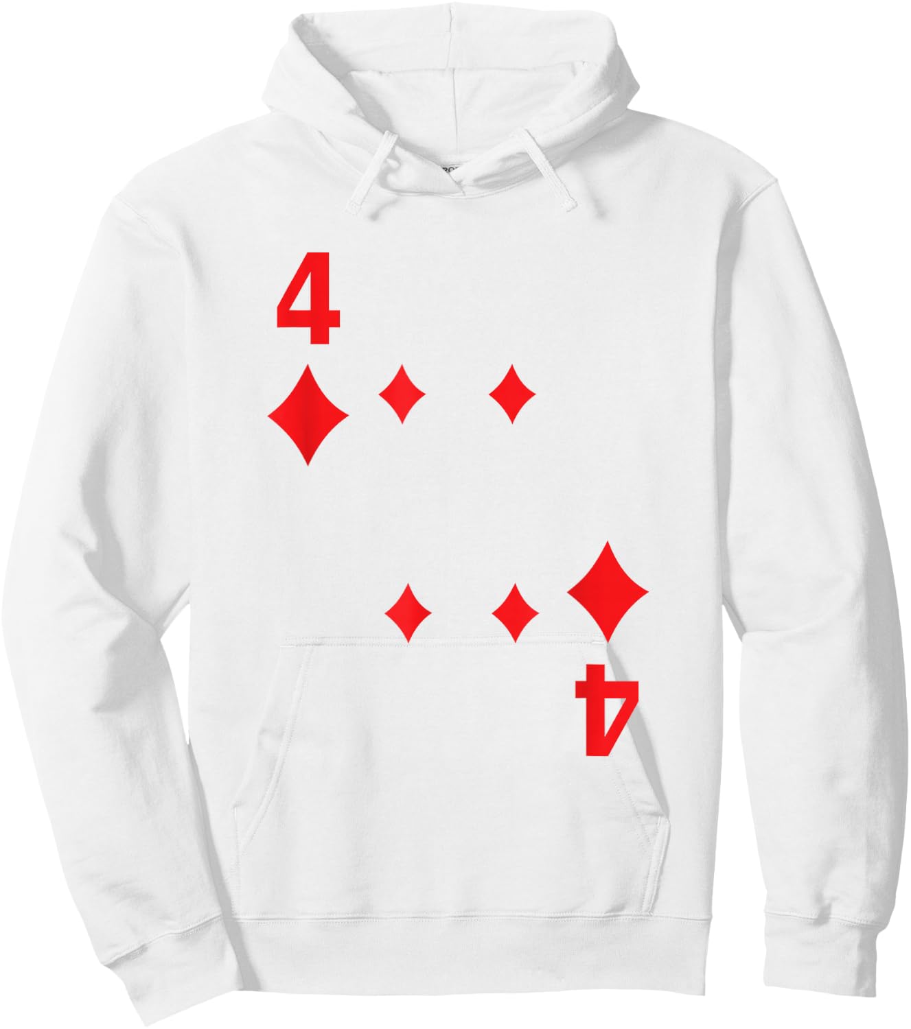 Four 4 of Diamonds Shirt Poker Playing Card Costume Hoodie - Hoodie | White