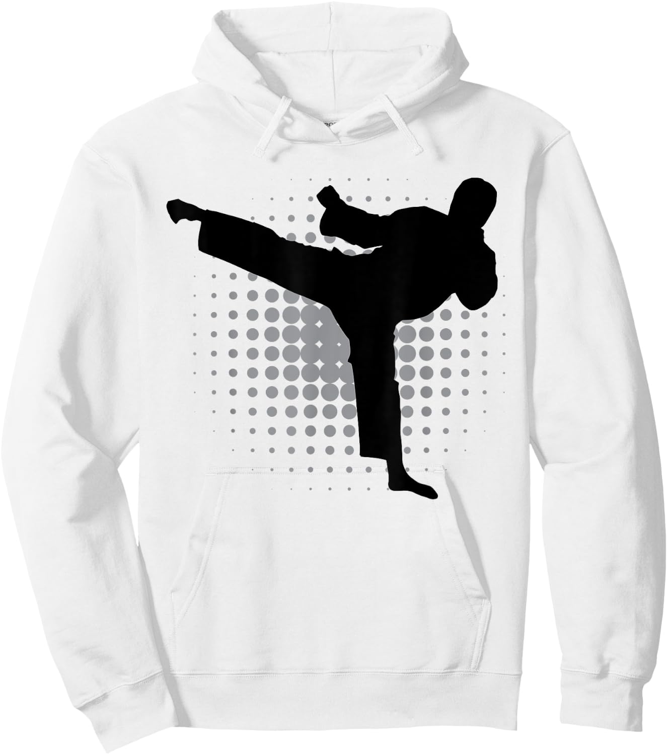 Taekwondo Kick Silhouette Karate Boys Girls Martial Arts Hoodie - Hoodie | White