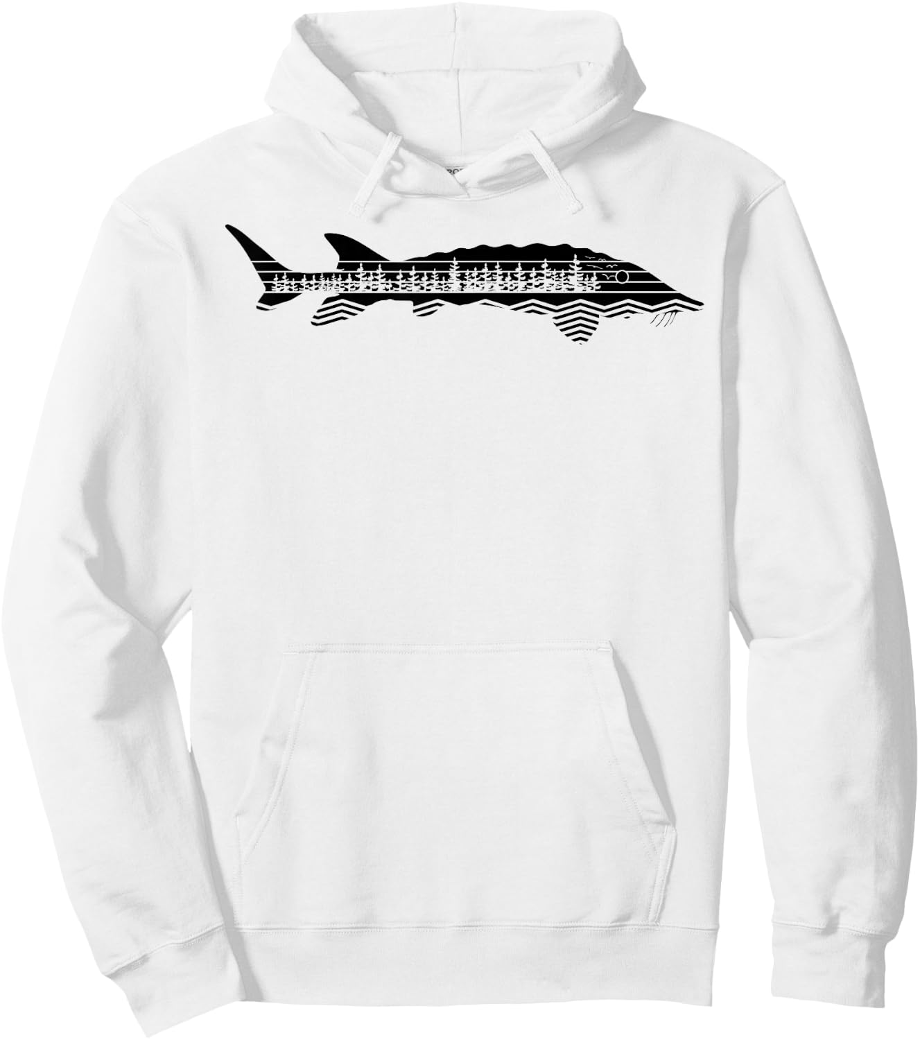 Vintage Nature Outdoor Fishing - Fisher Sturgeon Fish Hoodie - Hoodie | White