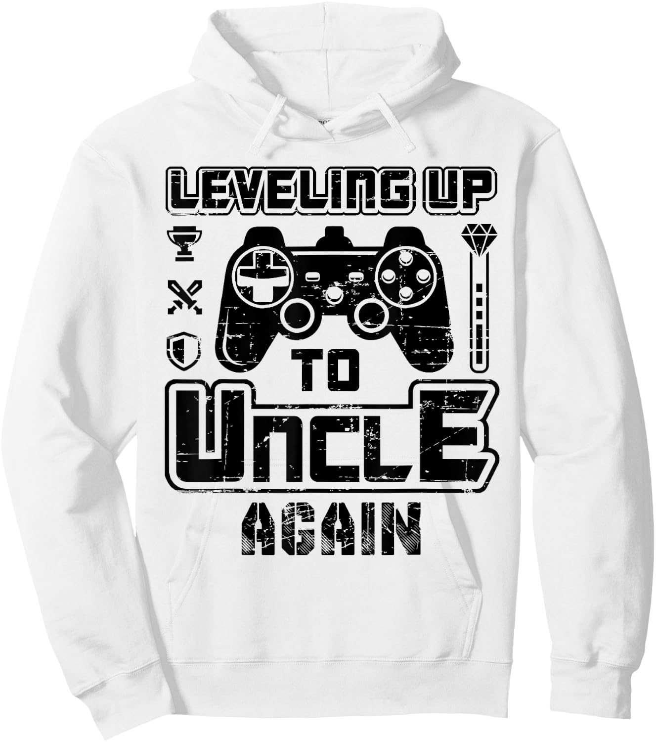 Leveling Up To Uncle Again Pregnancy Announcement Hoodie - Hoodie | White