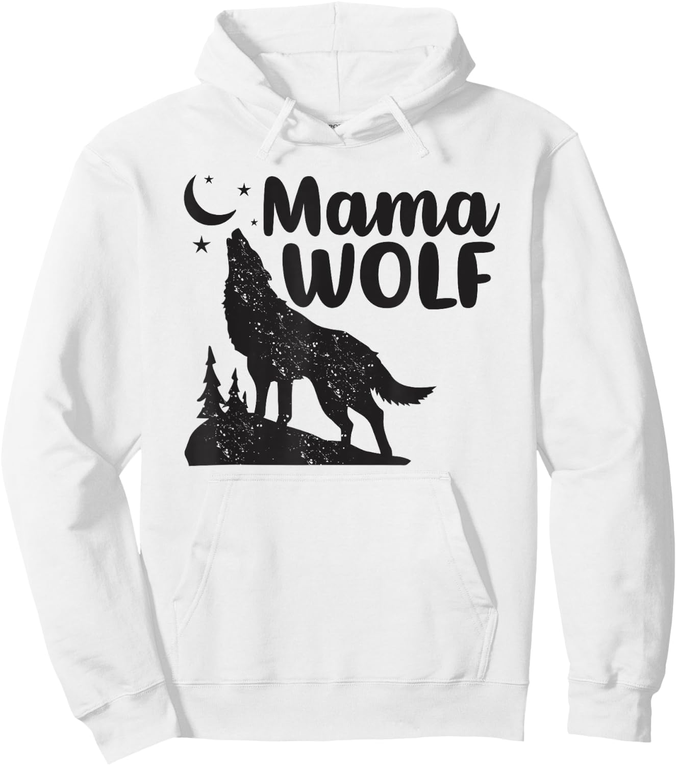 Mama Wolf And Moon, Momma Wolf Howling, Funny Animal Hoodie - Hoodie | White
