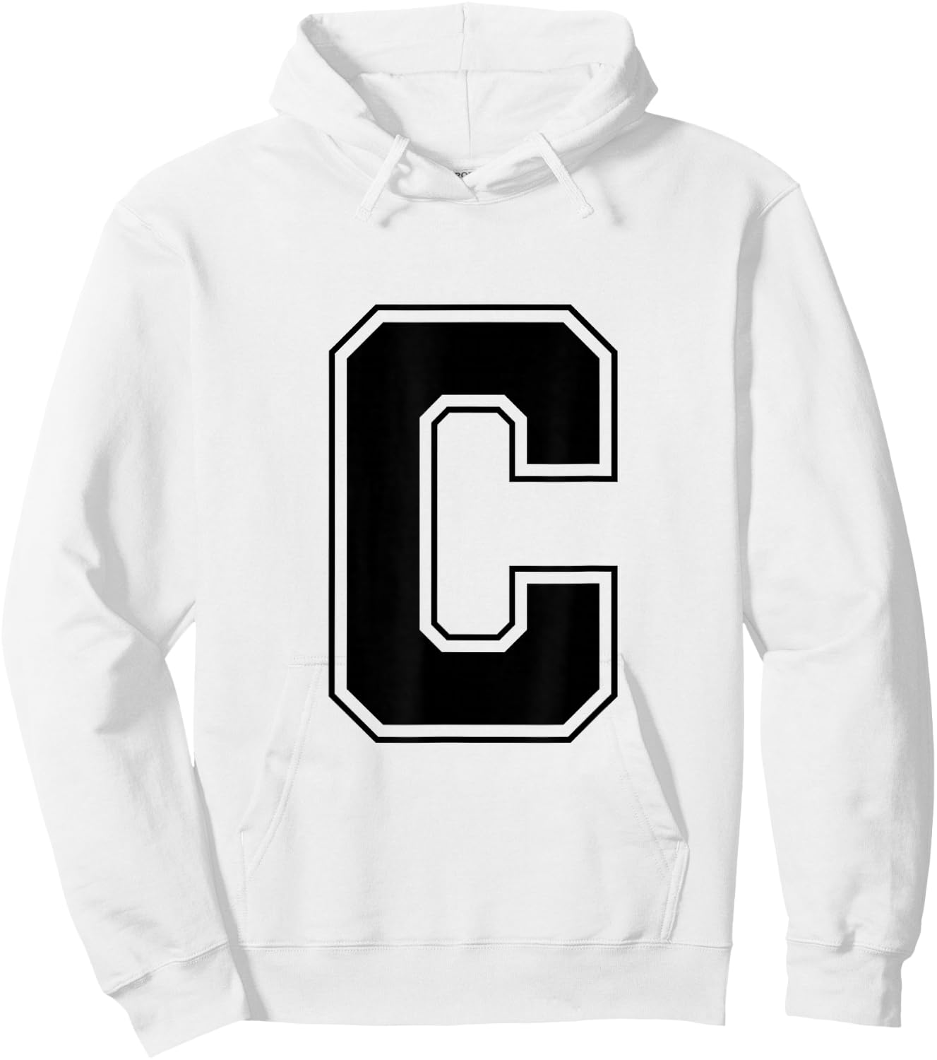 Letter C Big Bold Capital Varsity Alphabet Monogram Hoodie - Hoodie | White